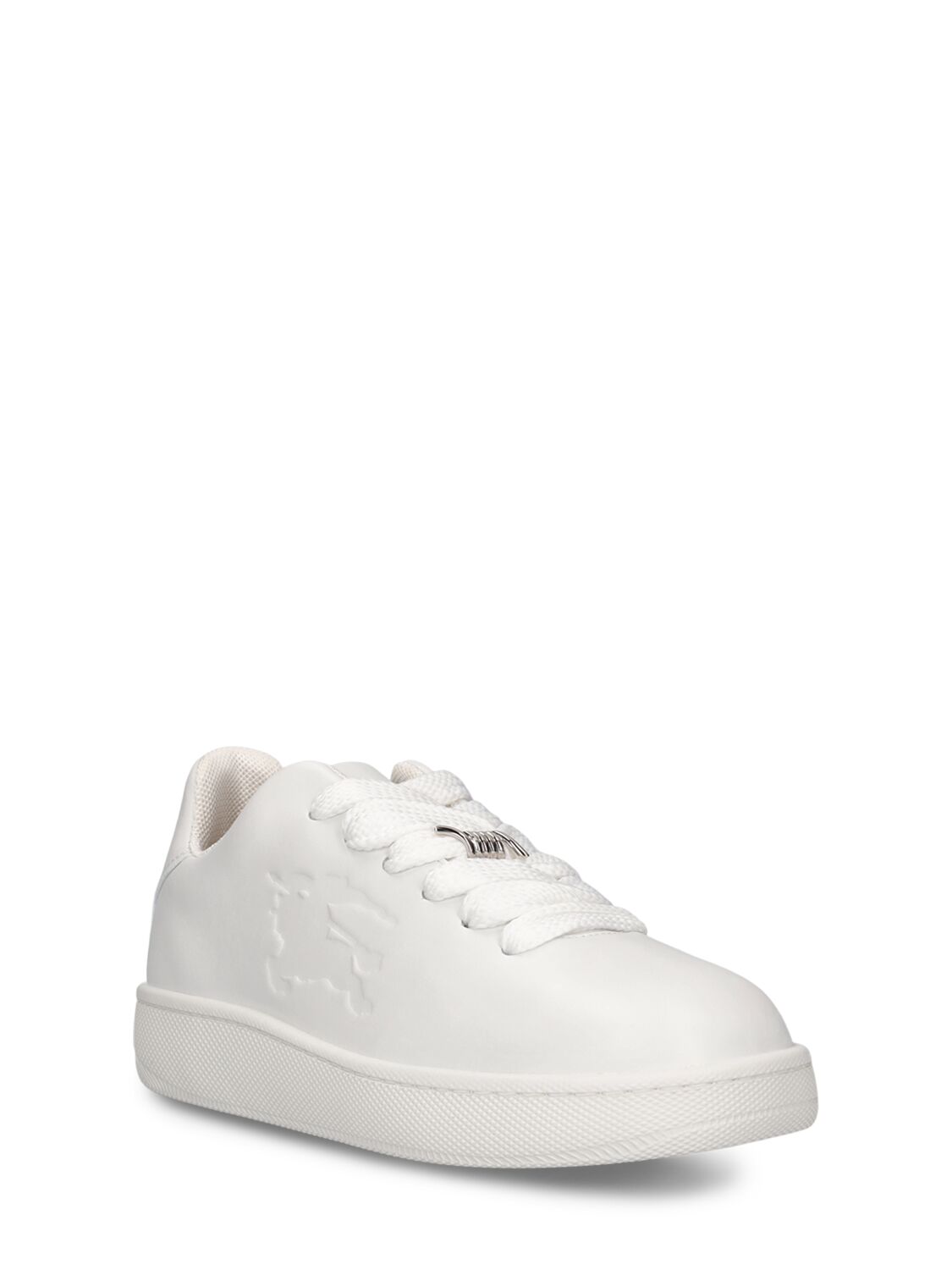 Shop Burberry Lf W62 Leather Sneakers In Weiss