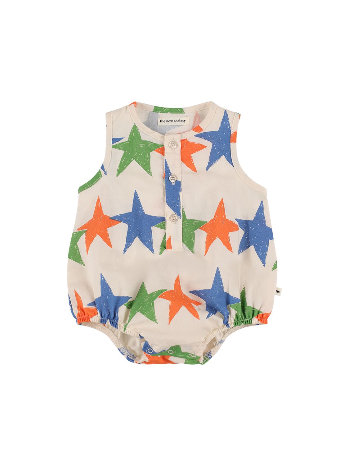 The New Society Babies' Star Printed Cotton Bodysuit In White