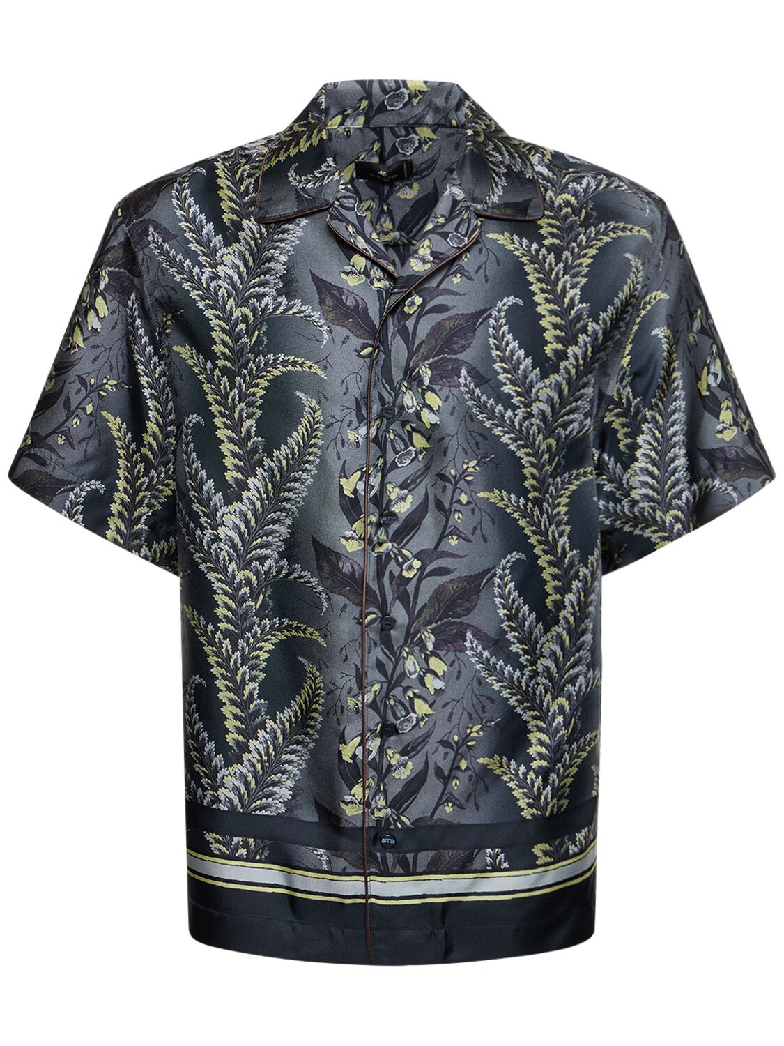 Shop Etro Printed Silk Bowling Shirt In Blue