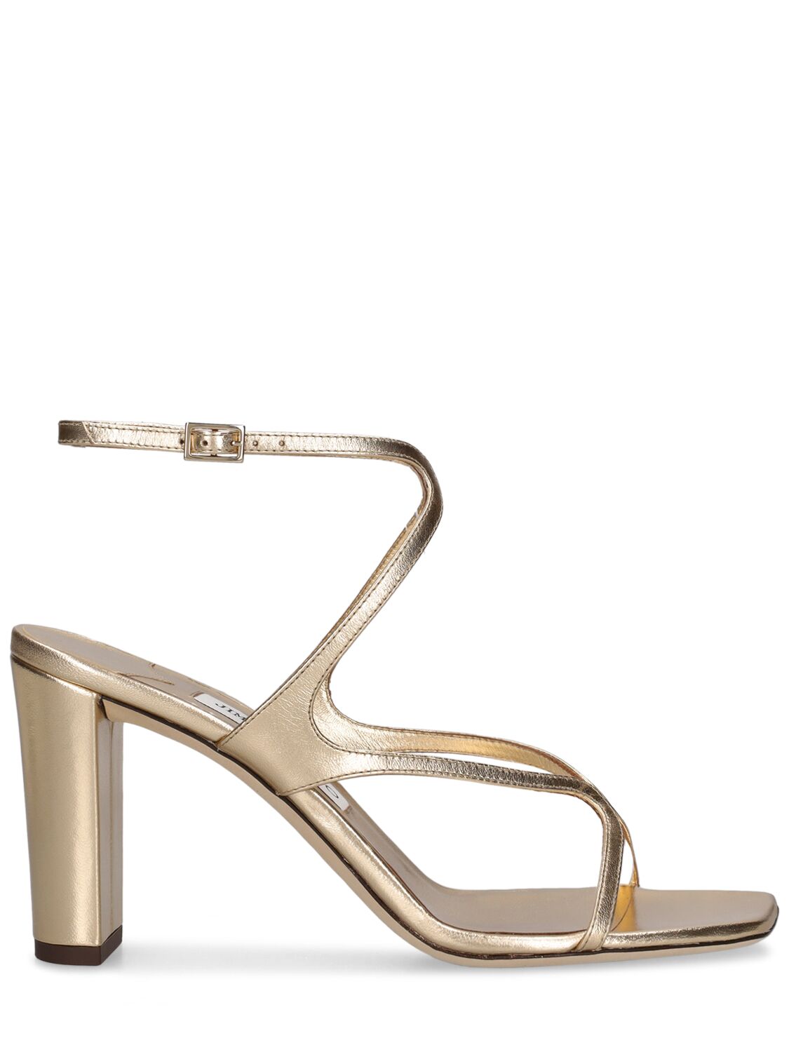 Jimmy Choo 85mm Azie Metallic Leather Sandals In Gold