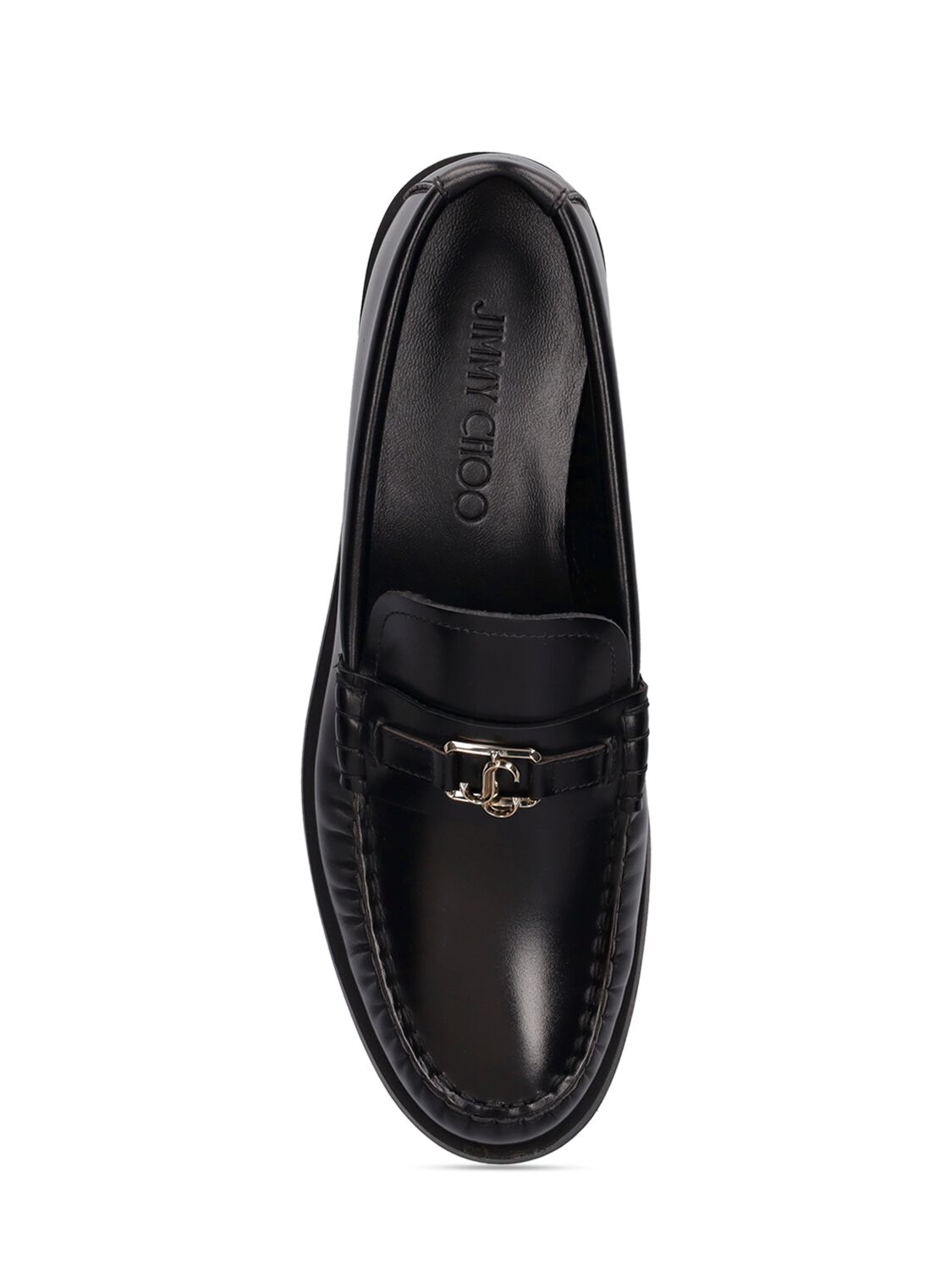 Shop Jimmy Choo 15mm Addie Leather Loafers In Black
