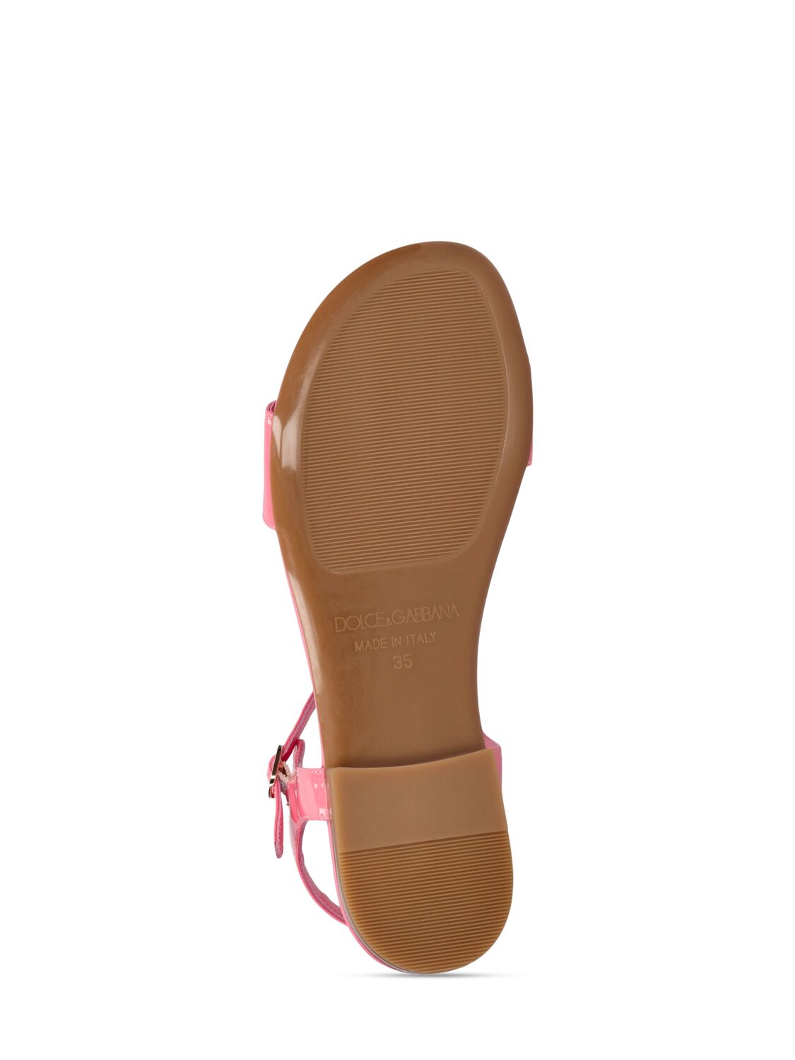 DOLCE & GABBANA PATENT LEATHER LOGO SANDALS 