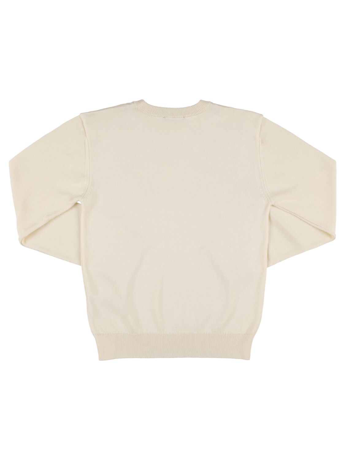 Shop Balmain Cotton & Viscose Knit Logo Sweater In White
