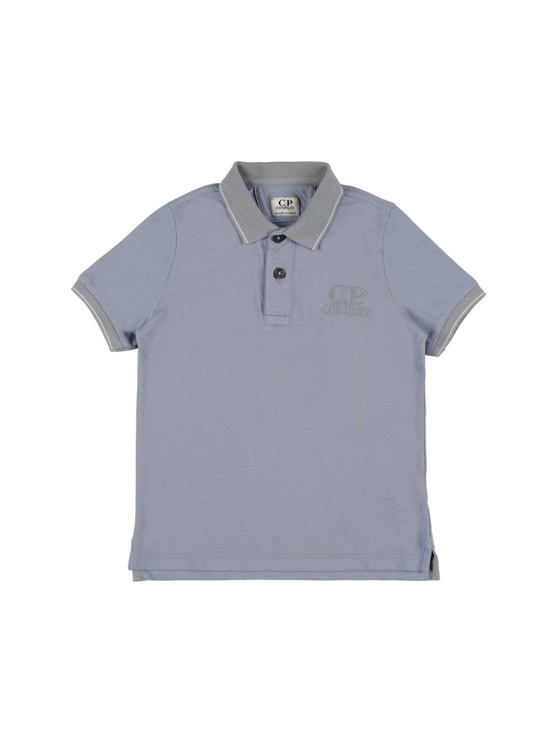 C.p. Company Kids' Stretch Cotton Blend Piquet Polo Shirt In Light Blue