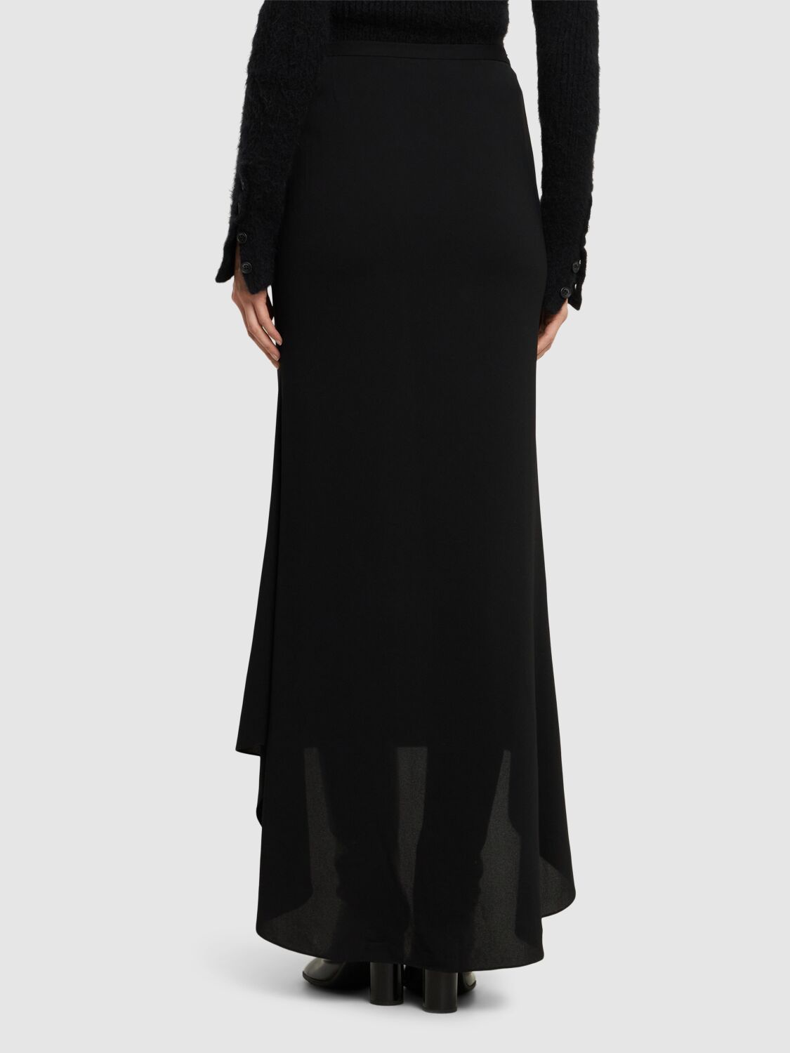 Shop Philosophy Di Lorenzo Serafini Light Crepe Flared Long Skirt In Black