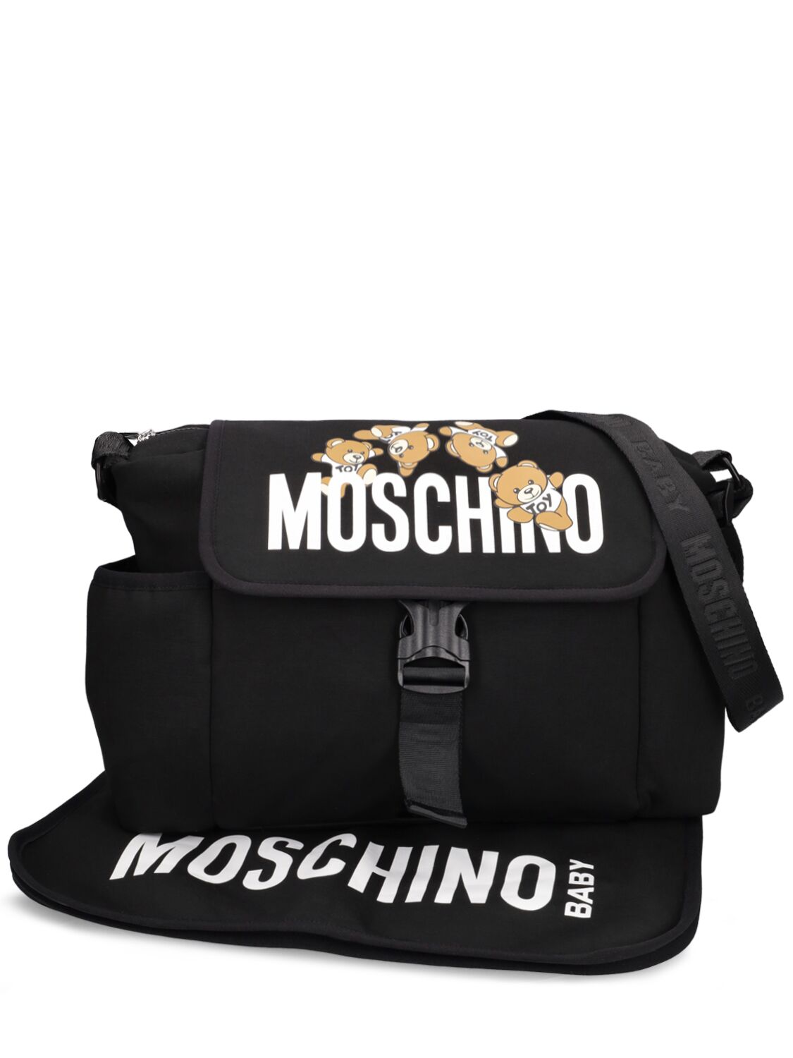 Moschino Kids' Nylon Changing Bag & Mat In Black