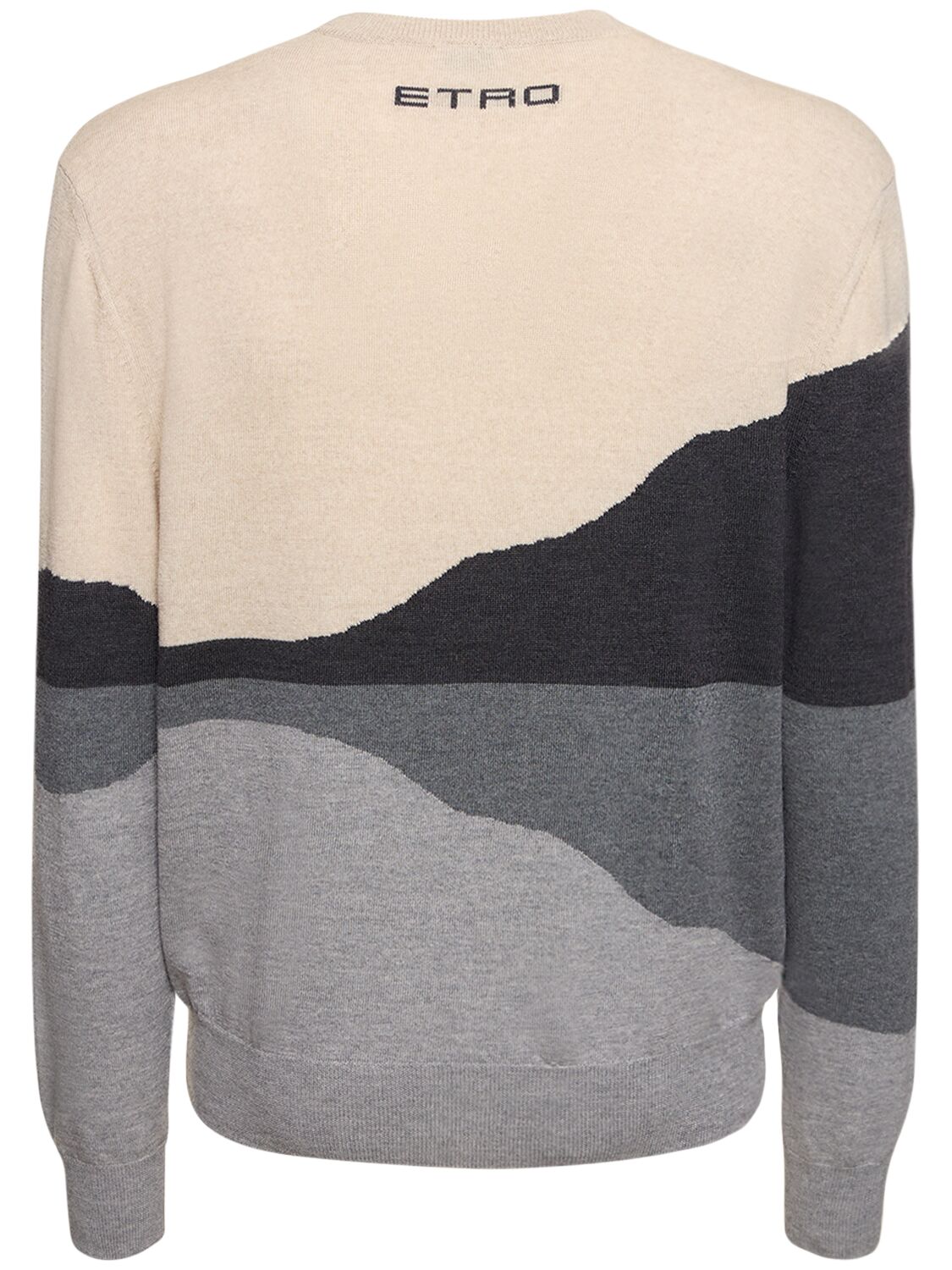 Shop Etro Wool Knit Sweater In Beige,grey