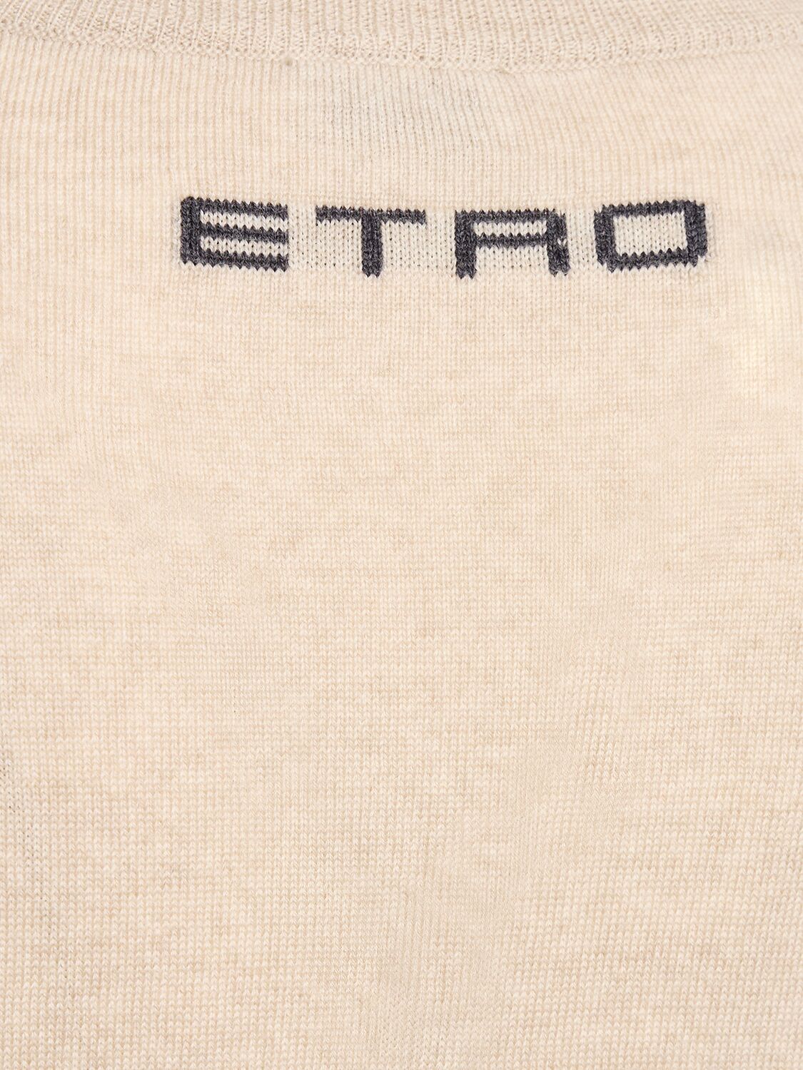 Shop Etro Wool Knit Sweater In Beige,grey