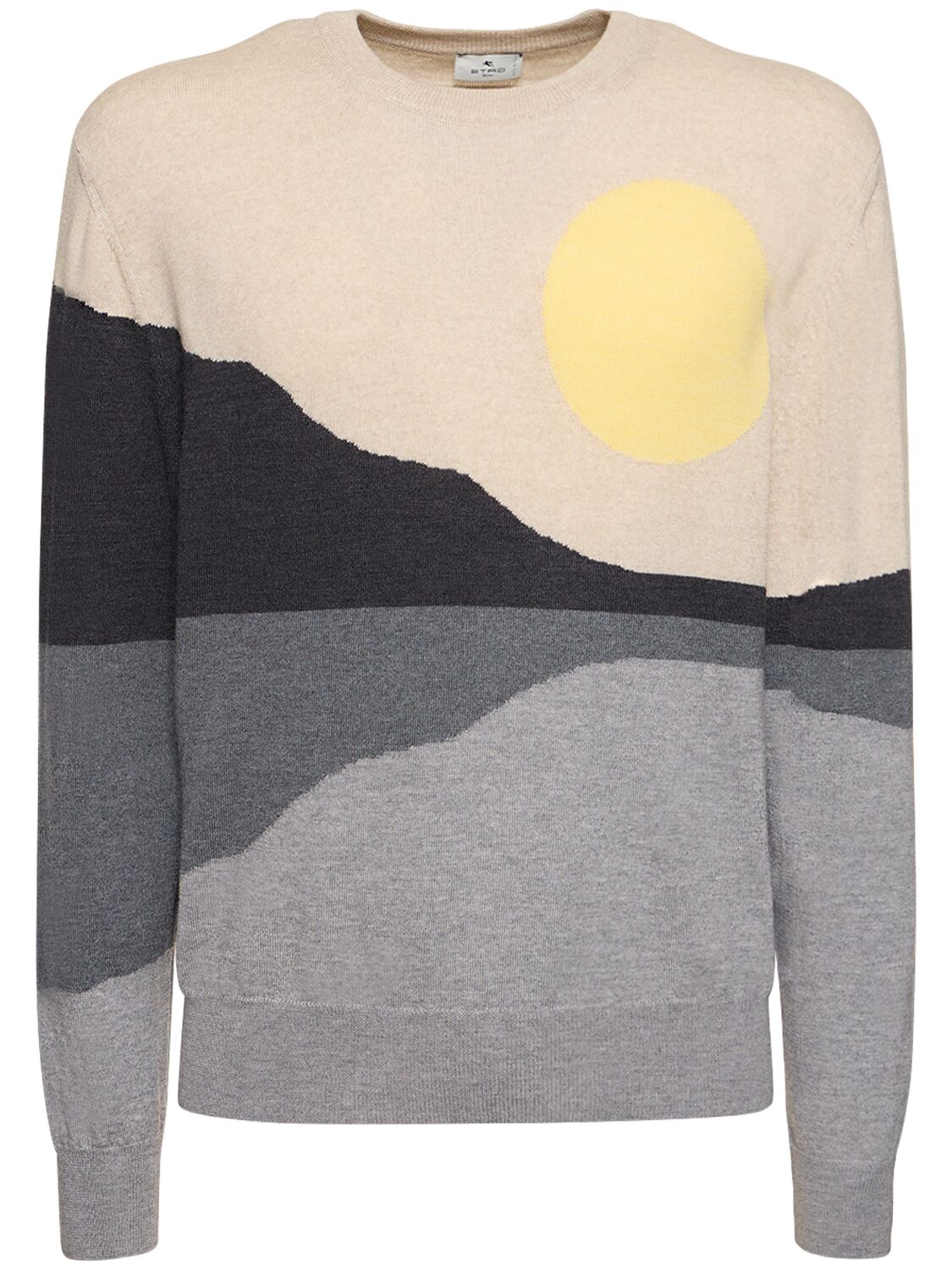 Etro Wool Knit Sweater In Beige,grey
