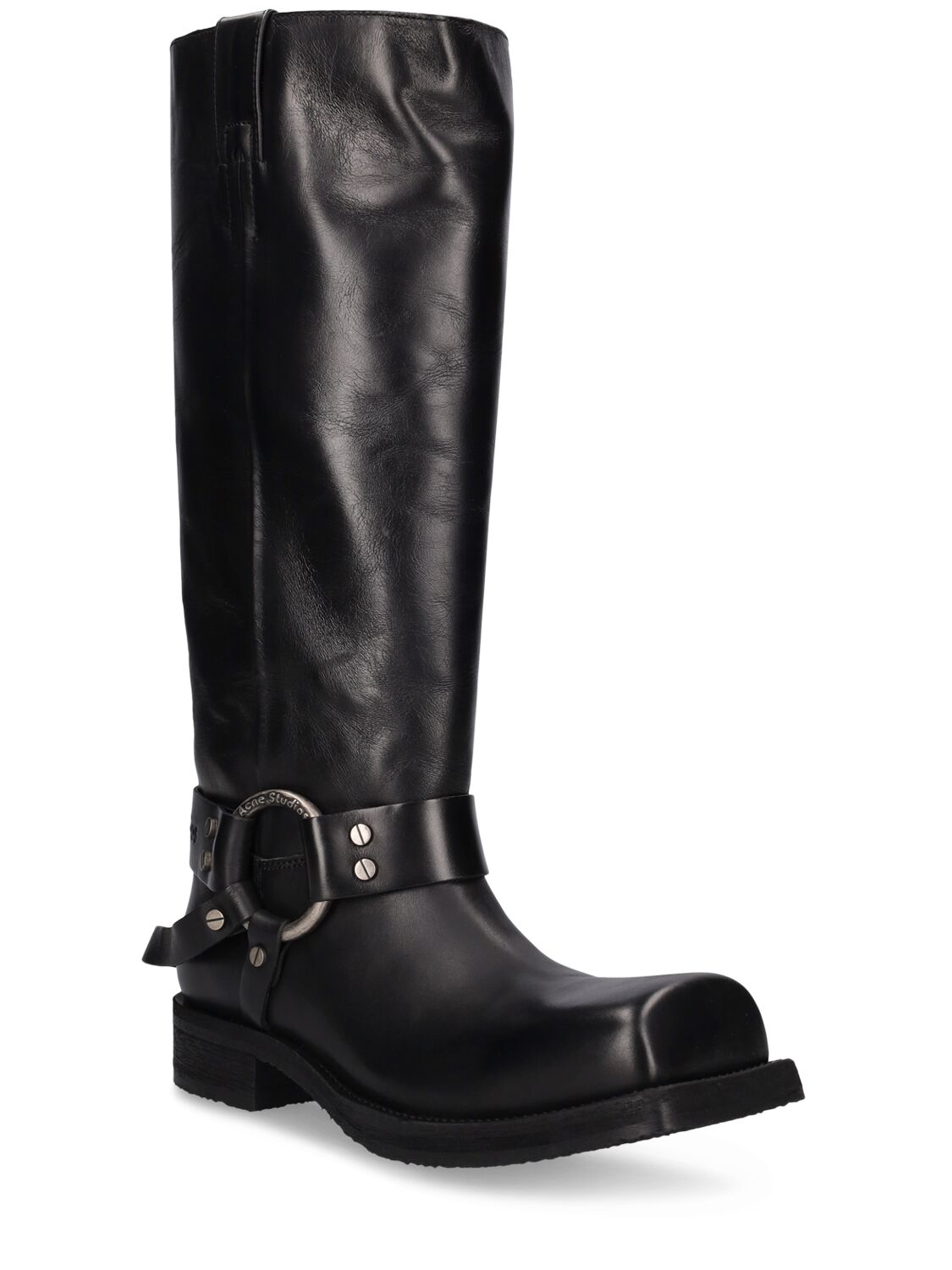 Shop Acne Studios 40mm Balius Leather Tall Boots In Black