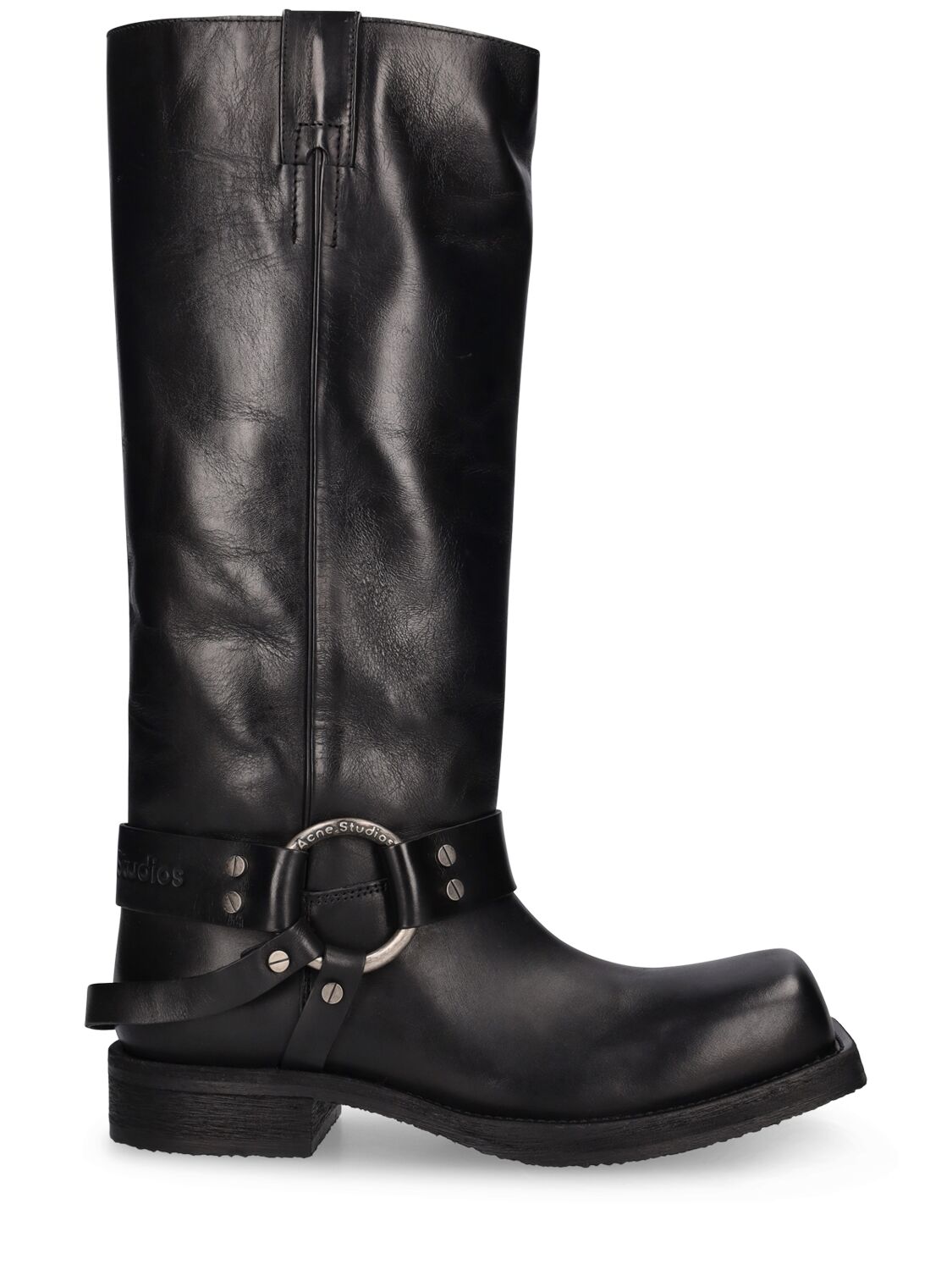 Shop Acne Studios 40mm Balius Leather Tall Boots In Black