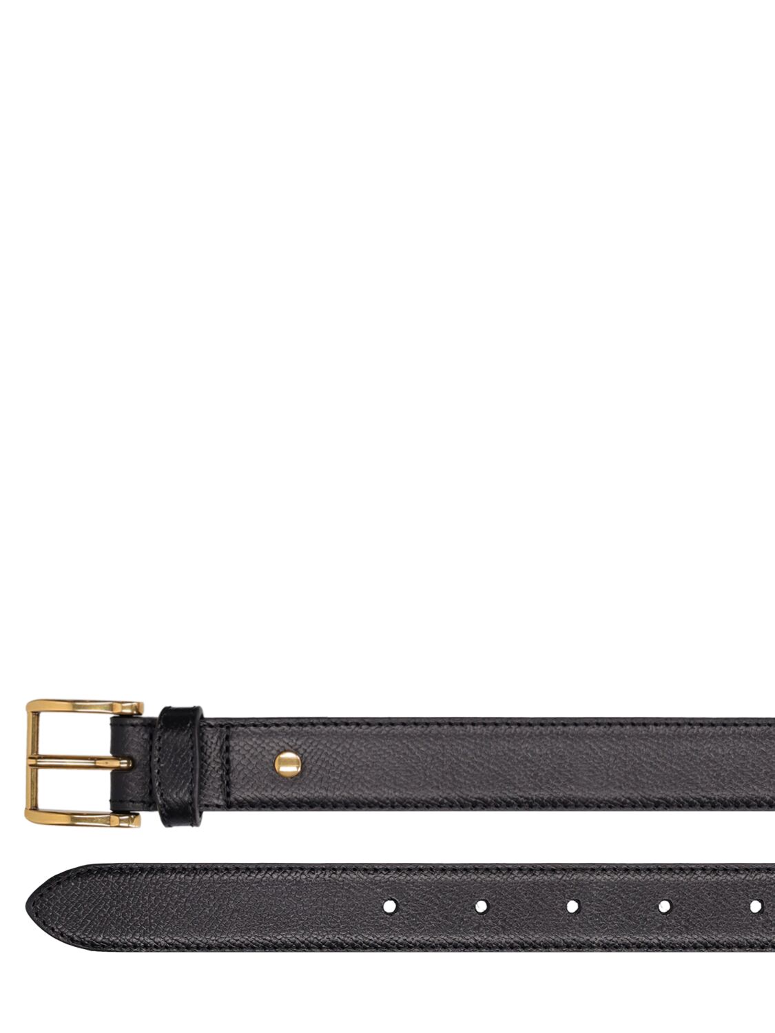 Shop Ami Alexandre Mattiussi 25mm Oval Buckle Grained Leather Belt In Black,gold