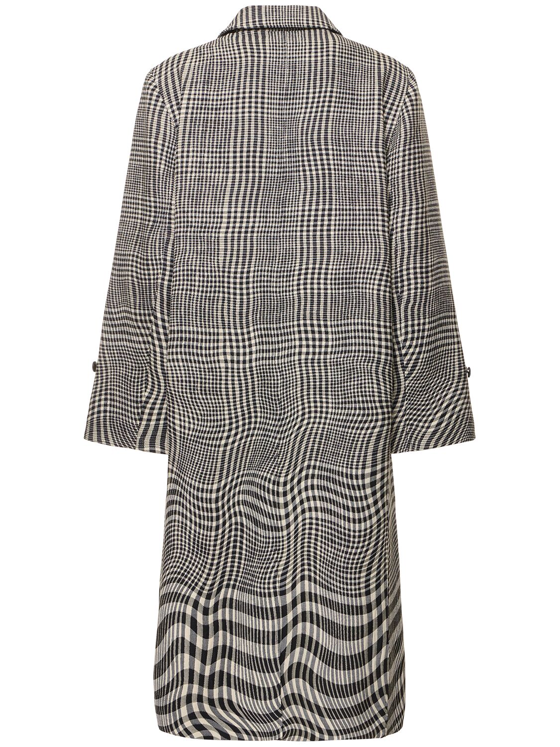 Shop Burberry Check Silk Blend Single Breast Coat In Grey,white