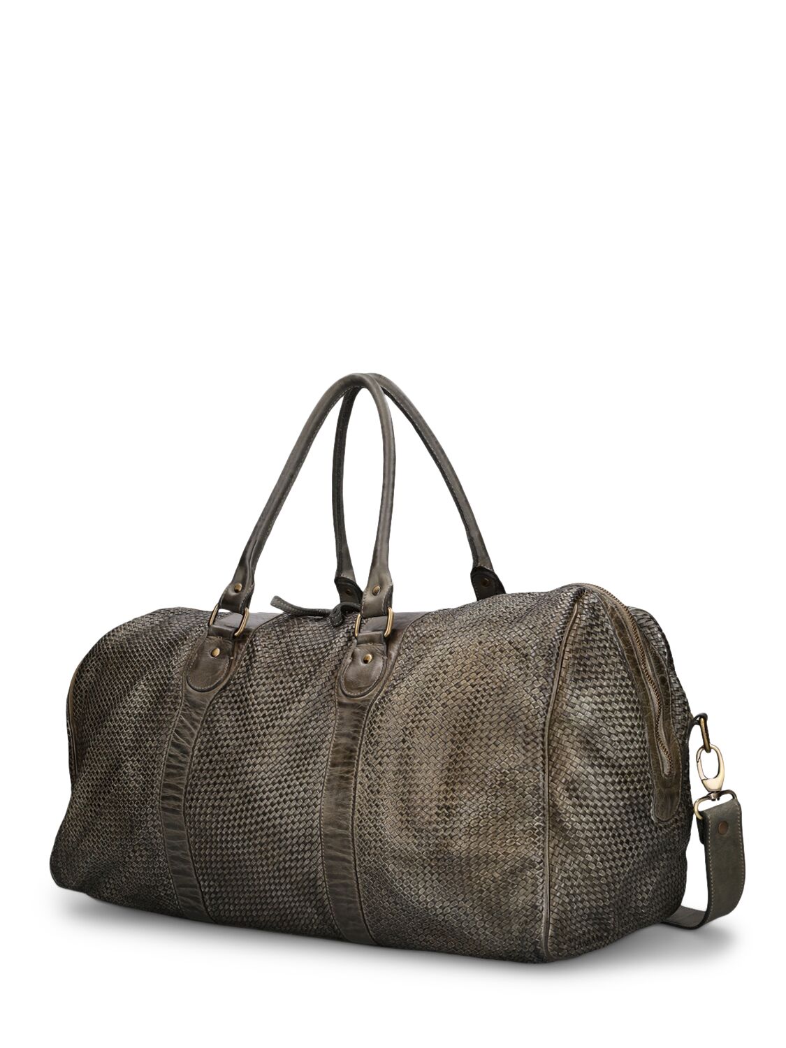 Shop Giorgio Brato Woven Leather Duffle Bag In Military Green