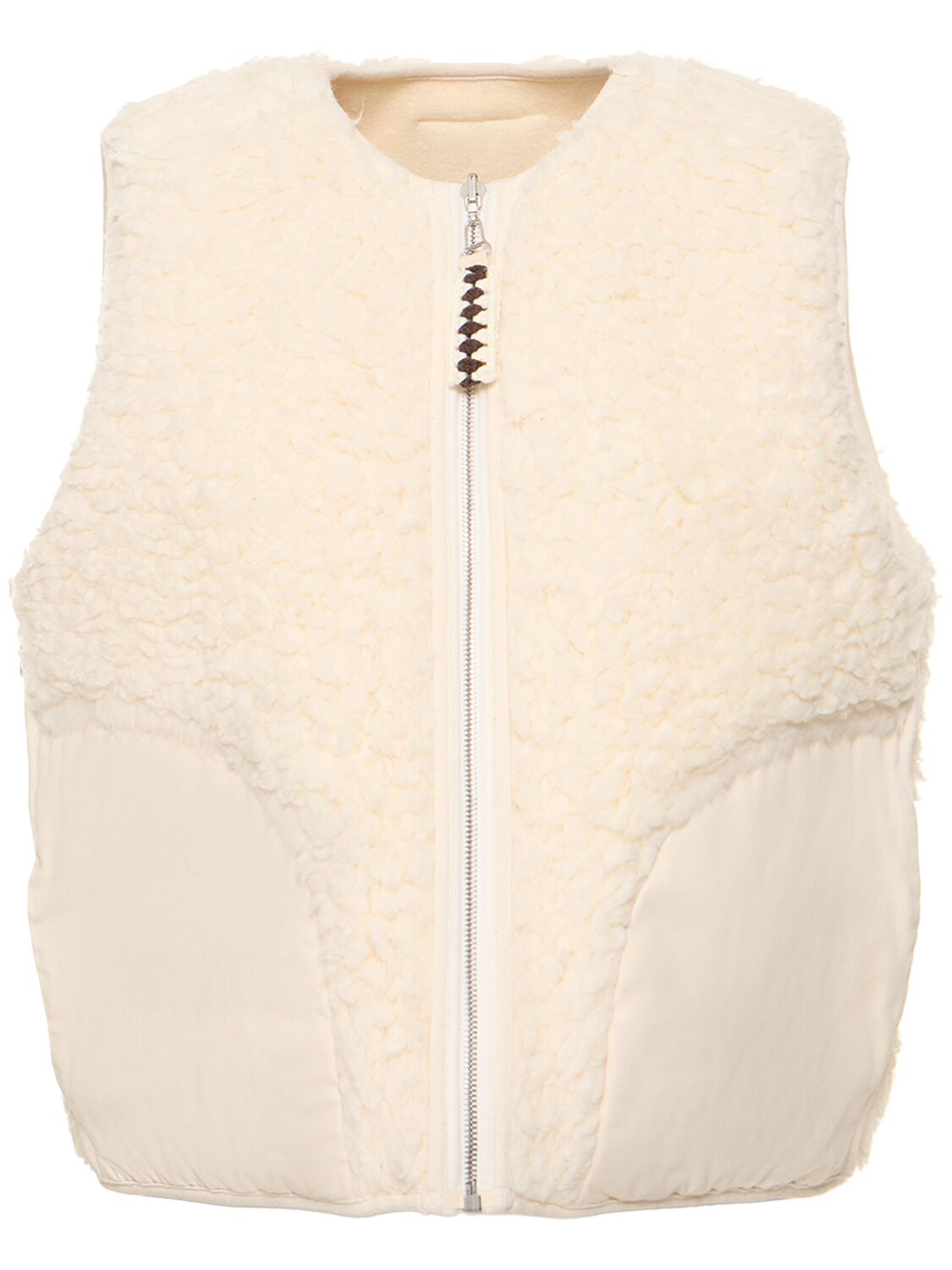 Shop Jil Sander Collarless Cotton Fleece Vest In Ivory