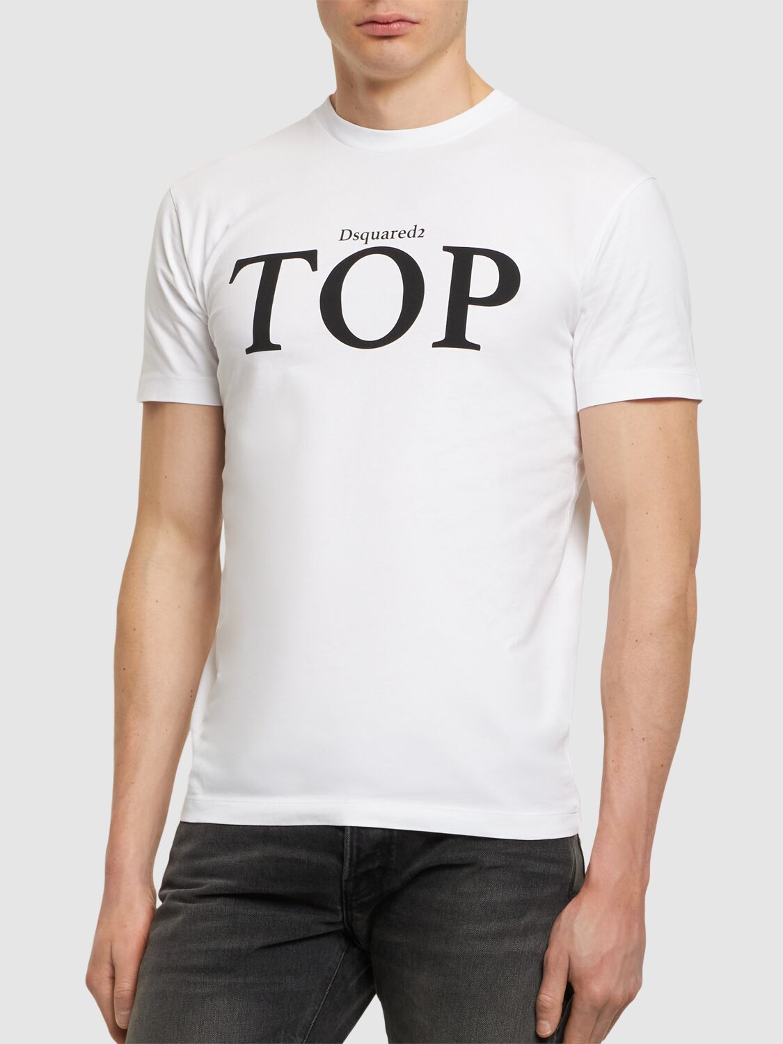 Shop Dsquared2 Printed Cotton Jersey T-shirt In White