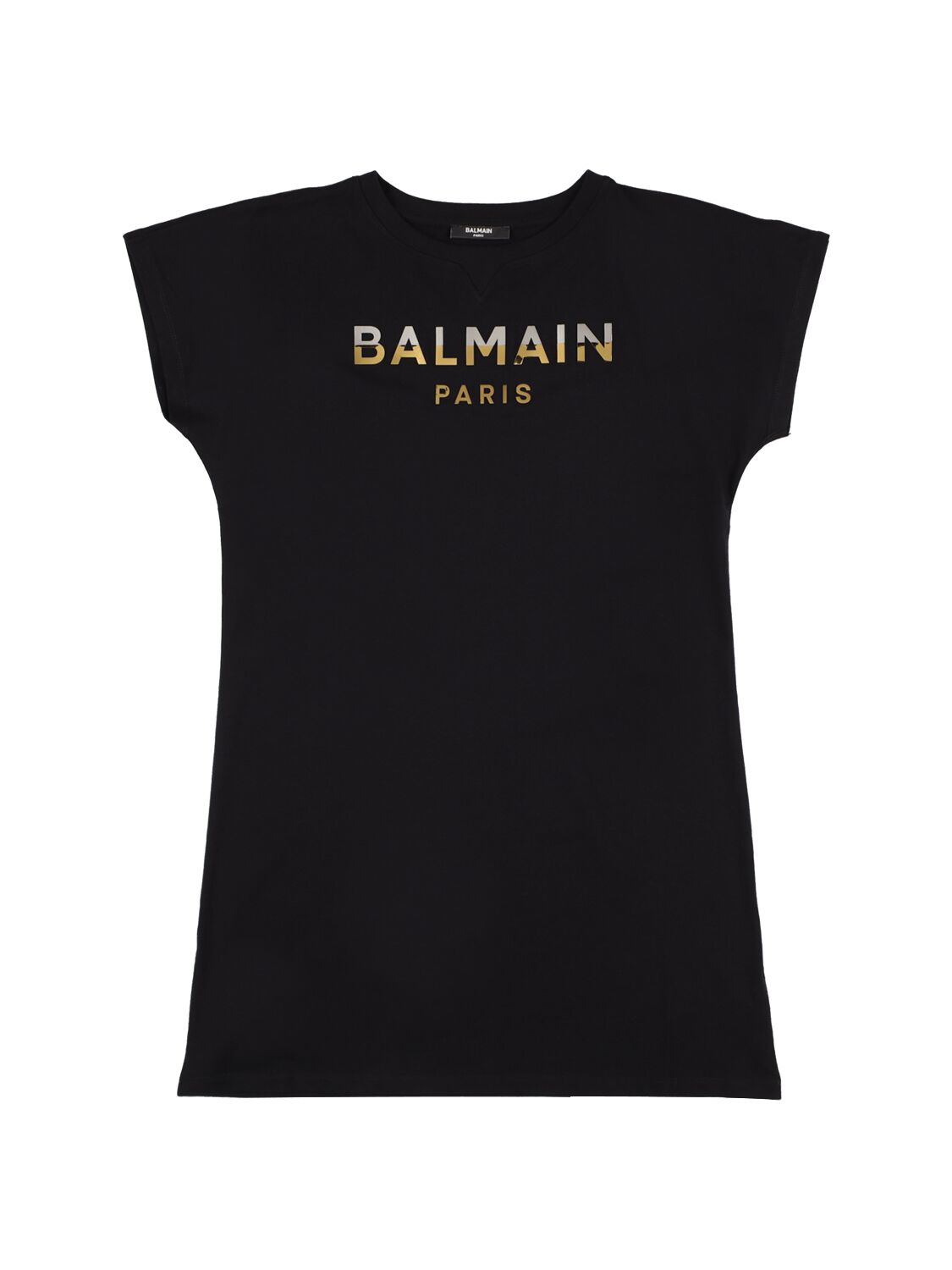 Balmain Kids' Organic Cotton Jersey Dress In Black