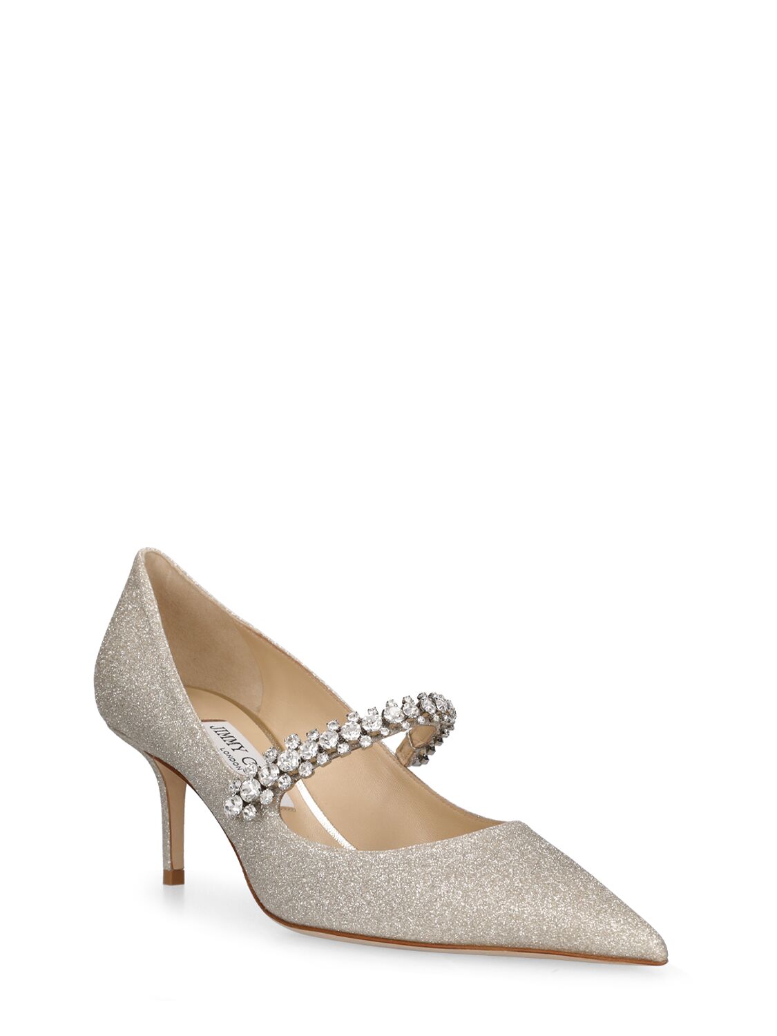 Shop Jimmy Choo 65mm Bing Glittered Fabric Pumps In Silver