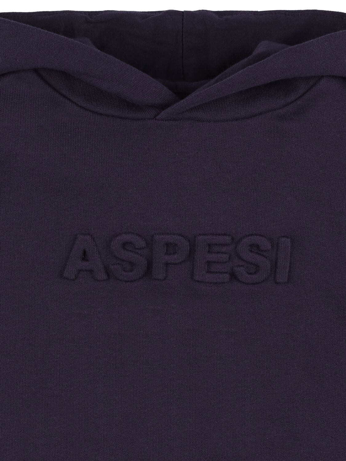Shop Aspesi Embossed Logo Cotton Hoodie In Navy