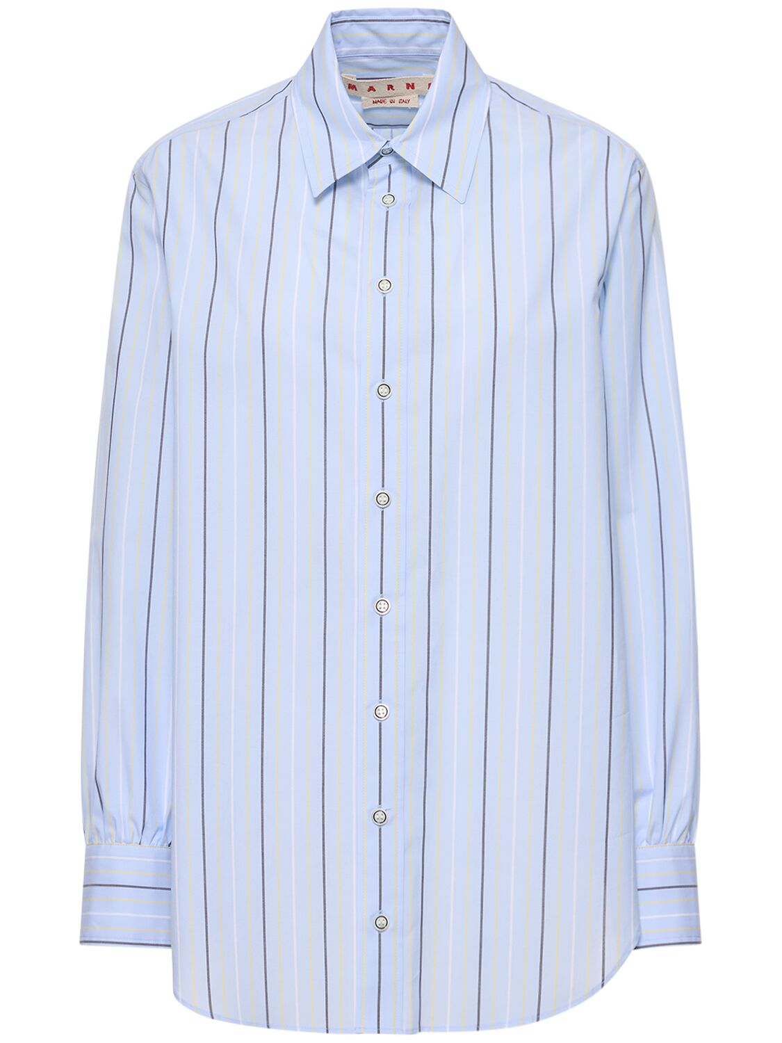 Marni Striped Cotton Poplin Oversize Shirt In Multi,light Blue