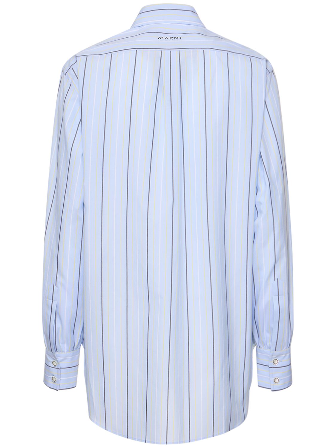 Shop Marni Striped Cotton Poplin Oversize Shirt In Multi,light Blue