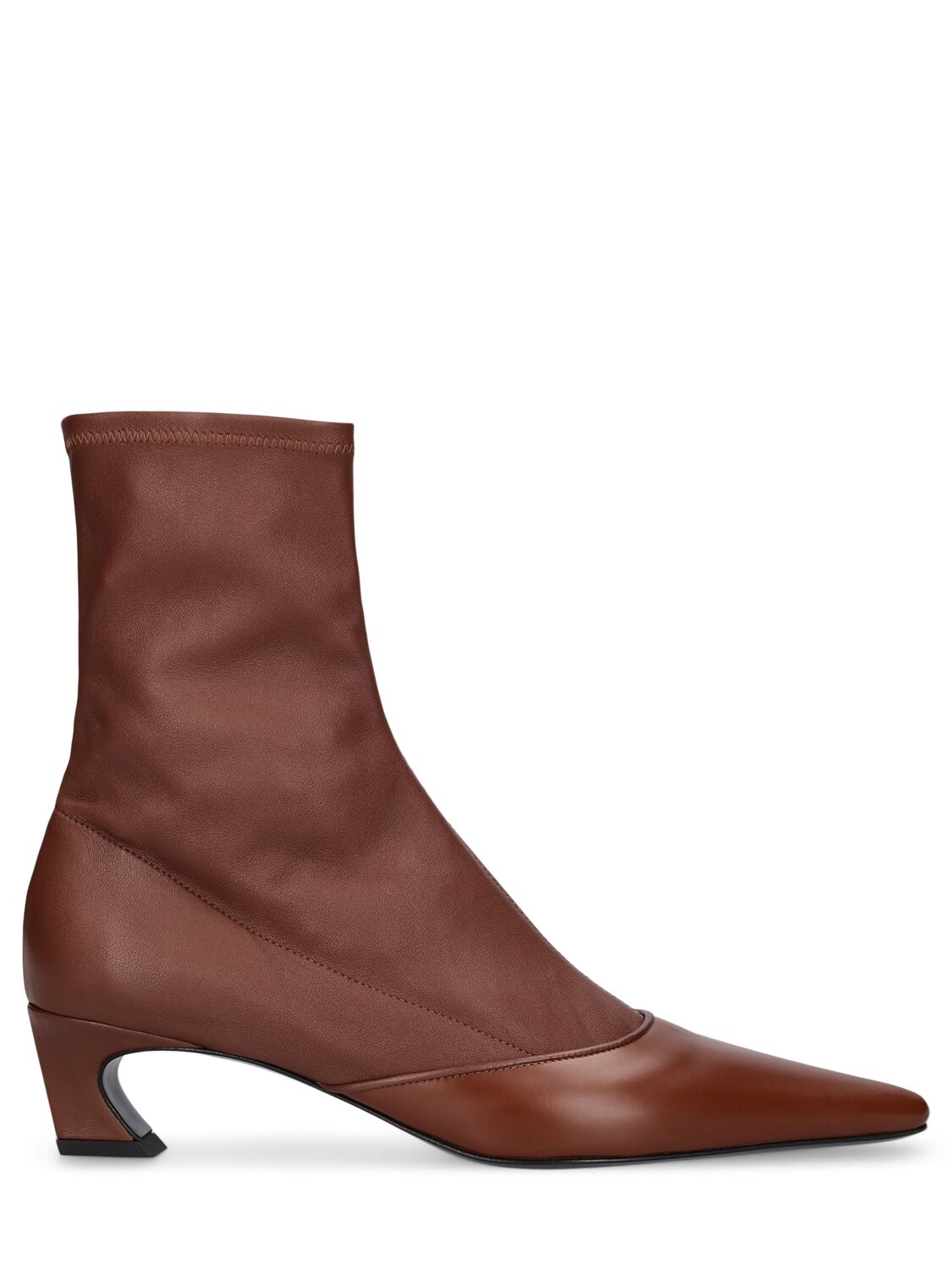 Acne Studios 45mm Bano Leather Ankle Boots In Brown
