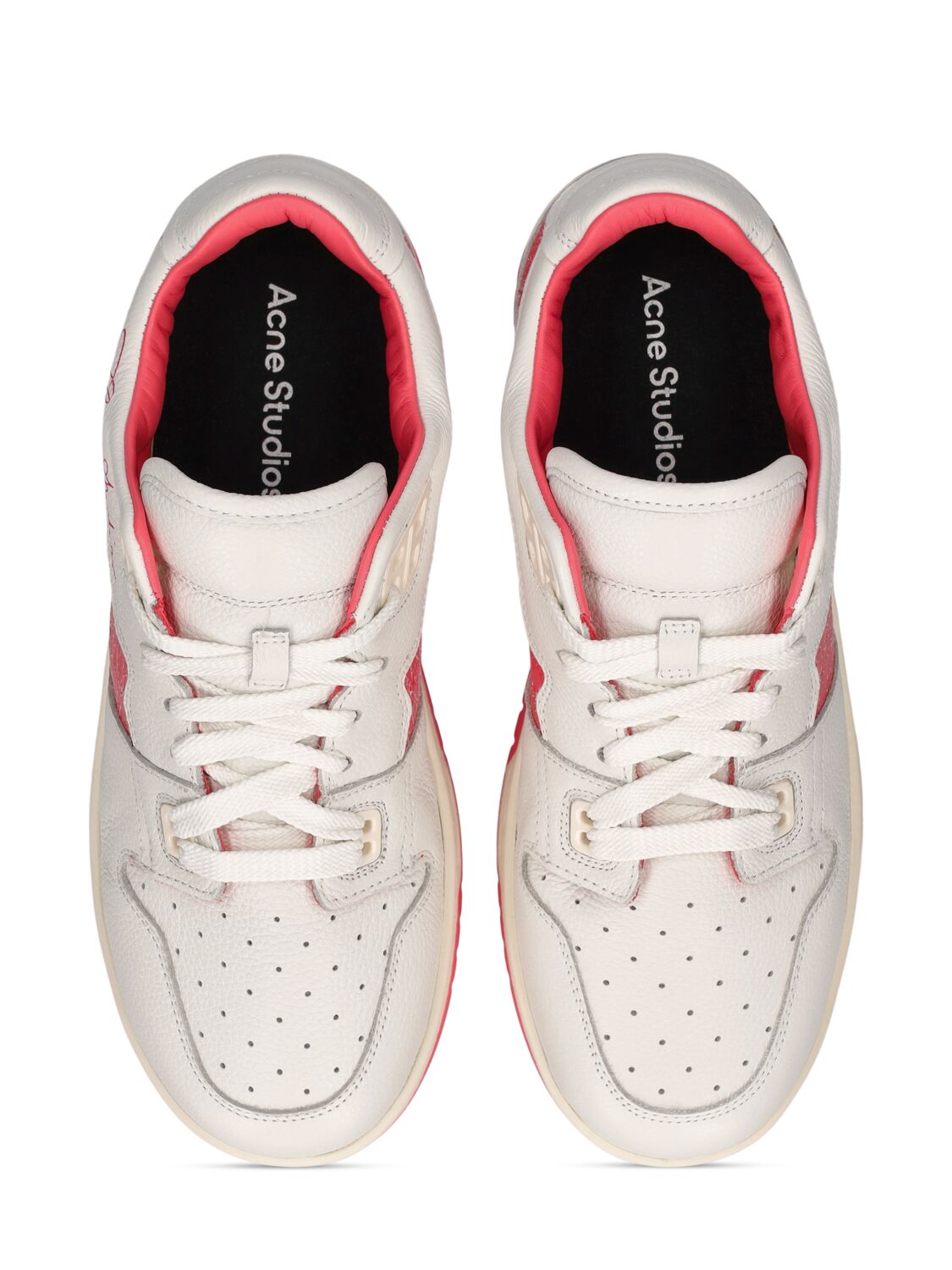 Shop Acne Studios 08sthlm Leather Low Top Sneakers In White,red