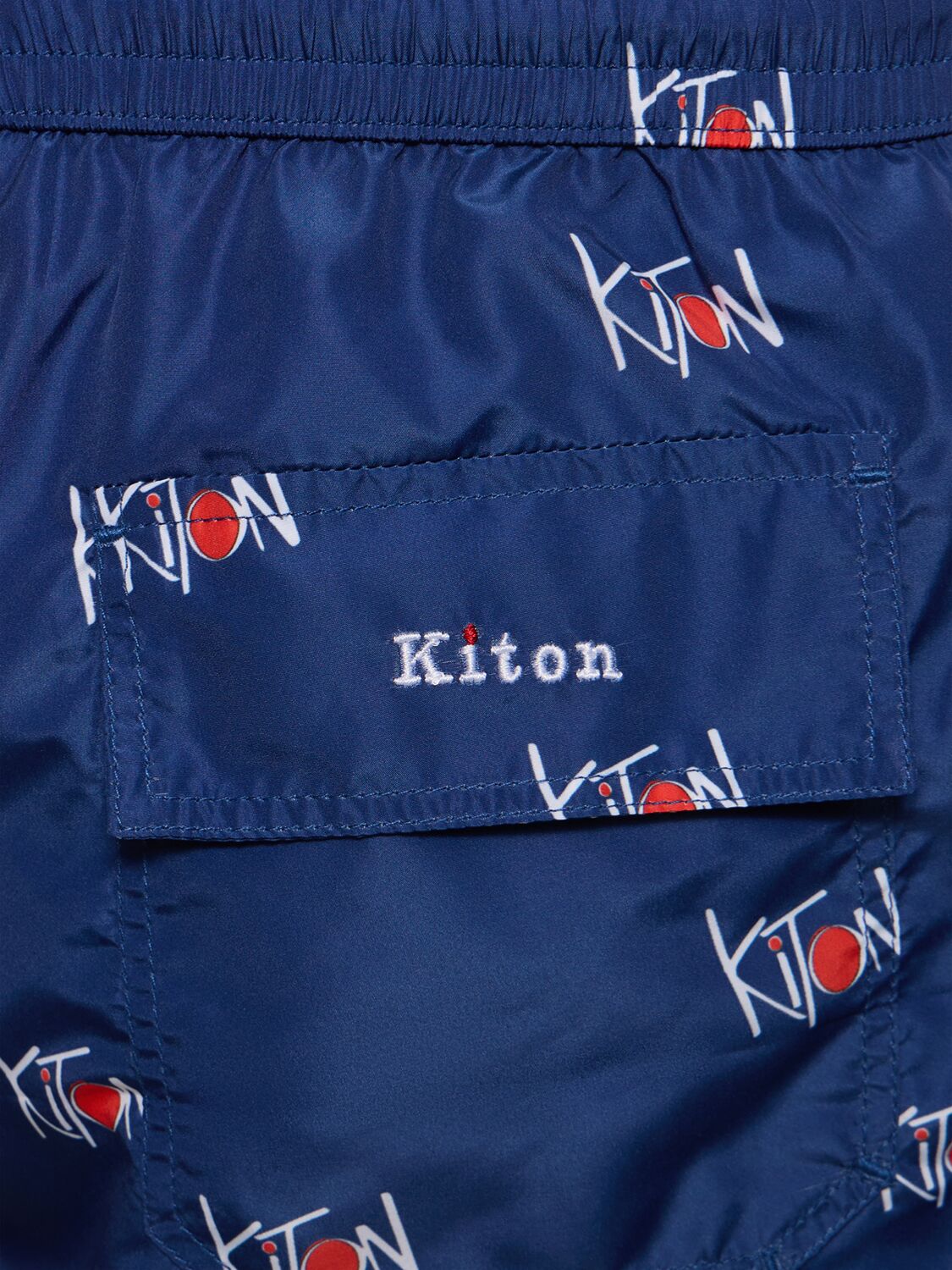 Shop Kiton All Over Logo Swim Shorts In Navy