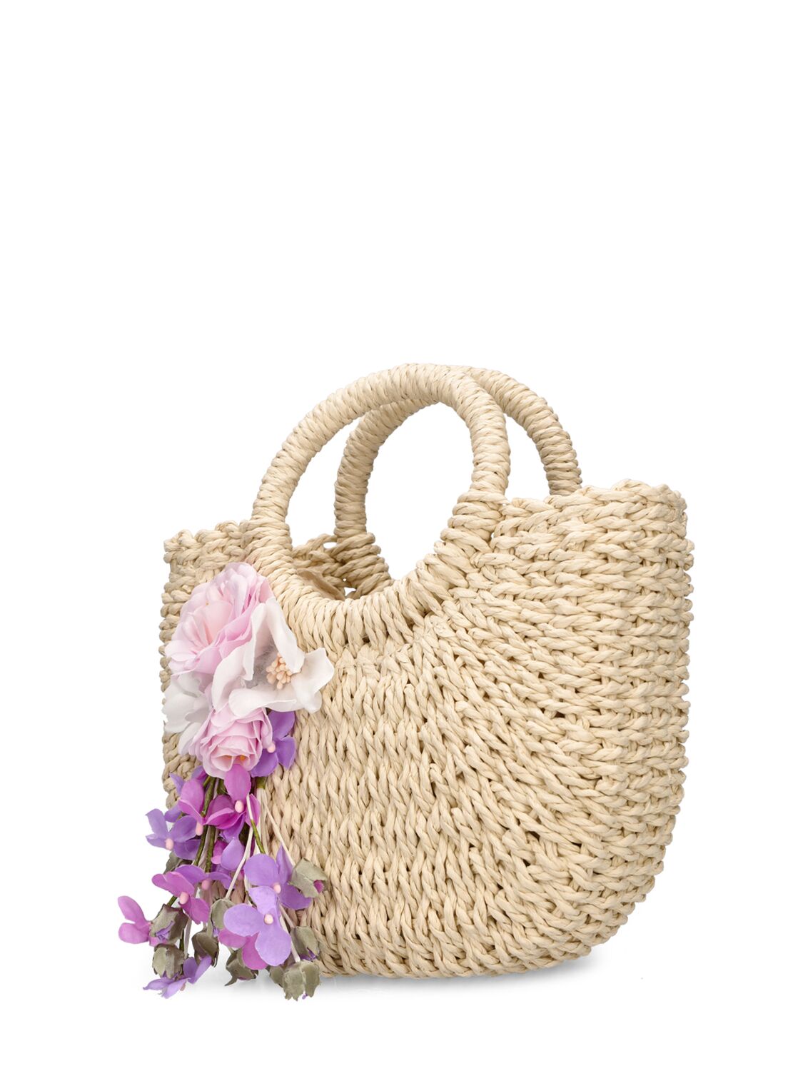 Shop Monnalisa Raffia Shoulder Bag In Beige