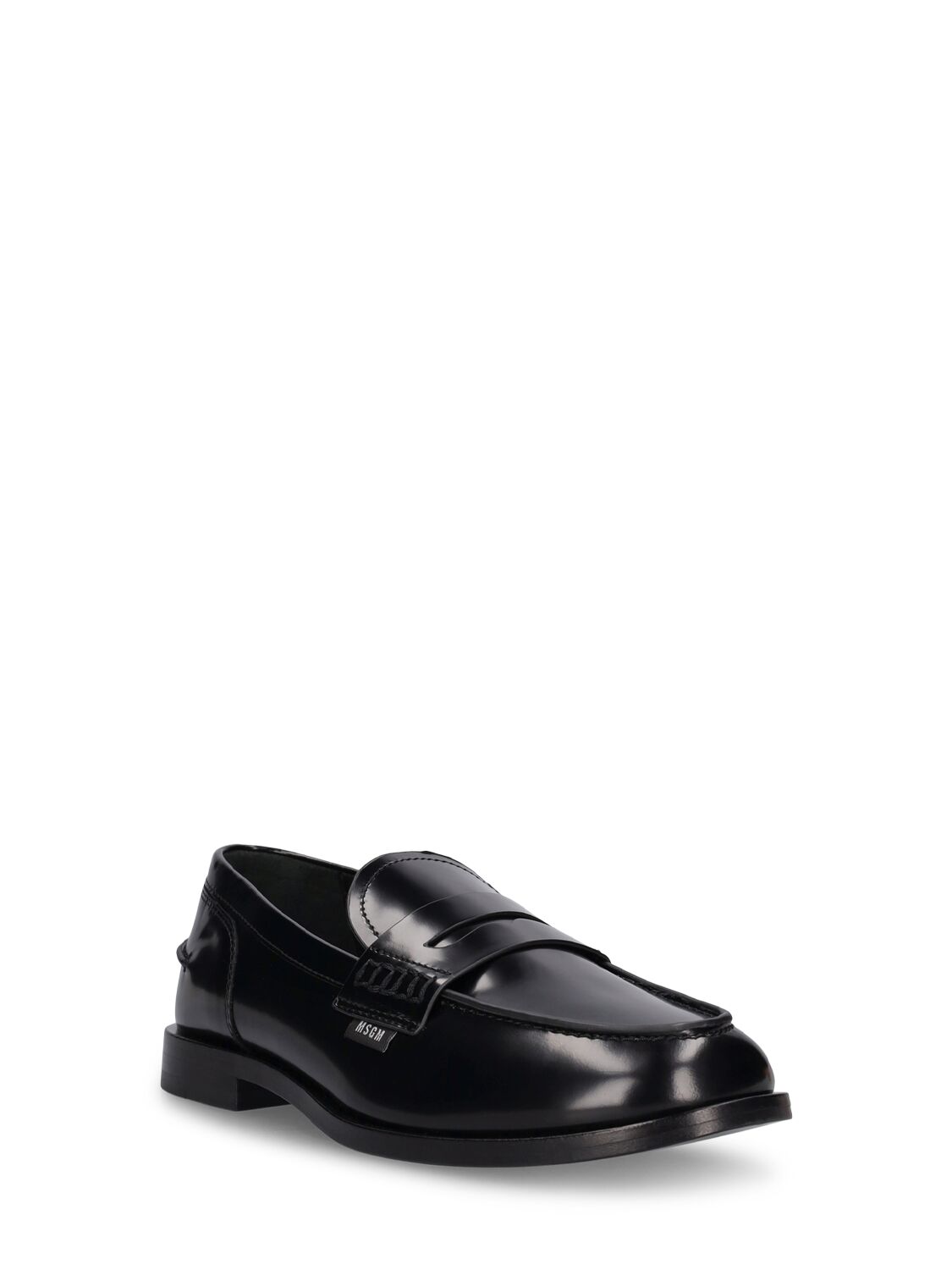 Shop Msgm 15mm Leather Loafers In Black