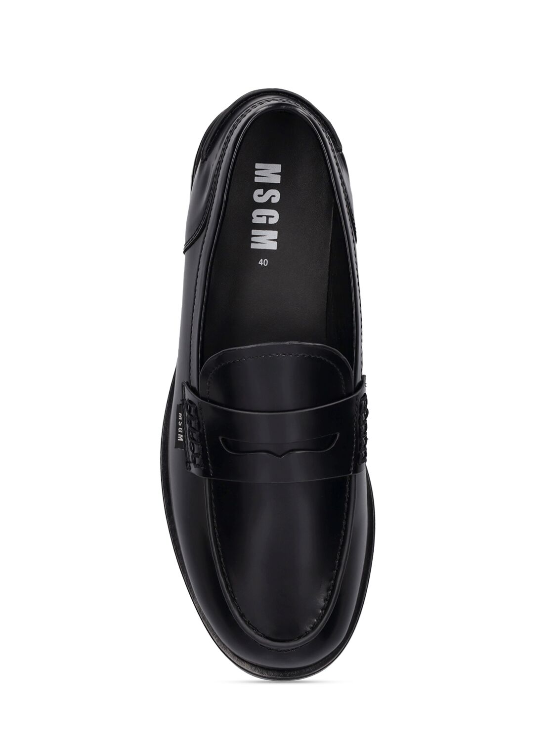 Shop Msgm 15mm Leather Loafers In Black