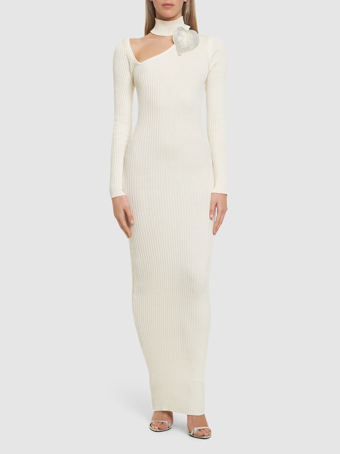 Shop Giuseppe Di Morabito Cotton Knitted Long Dress In White