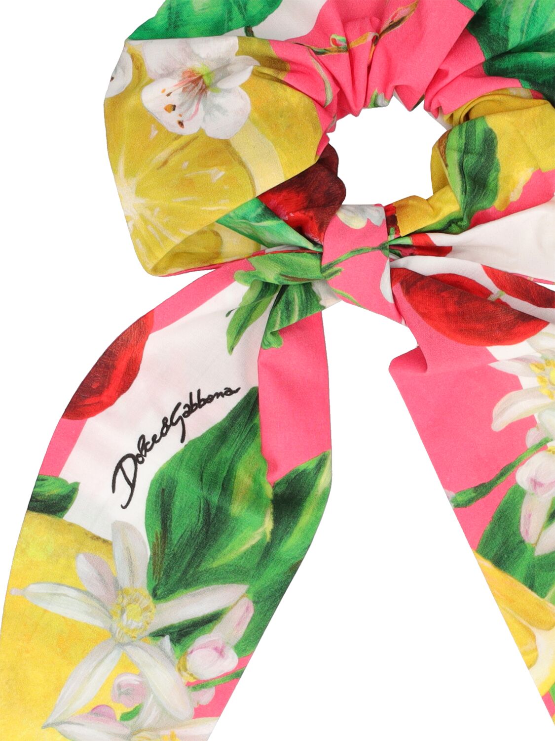 Shop Dolce & Gabbana Fruit Printed Cotton Scrunchie In Multicolor