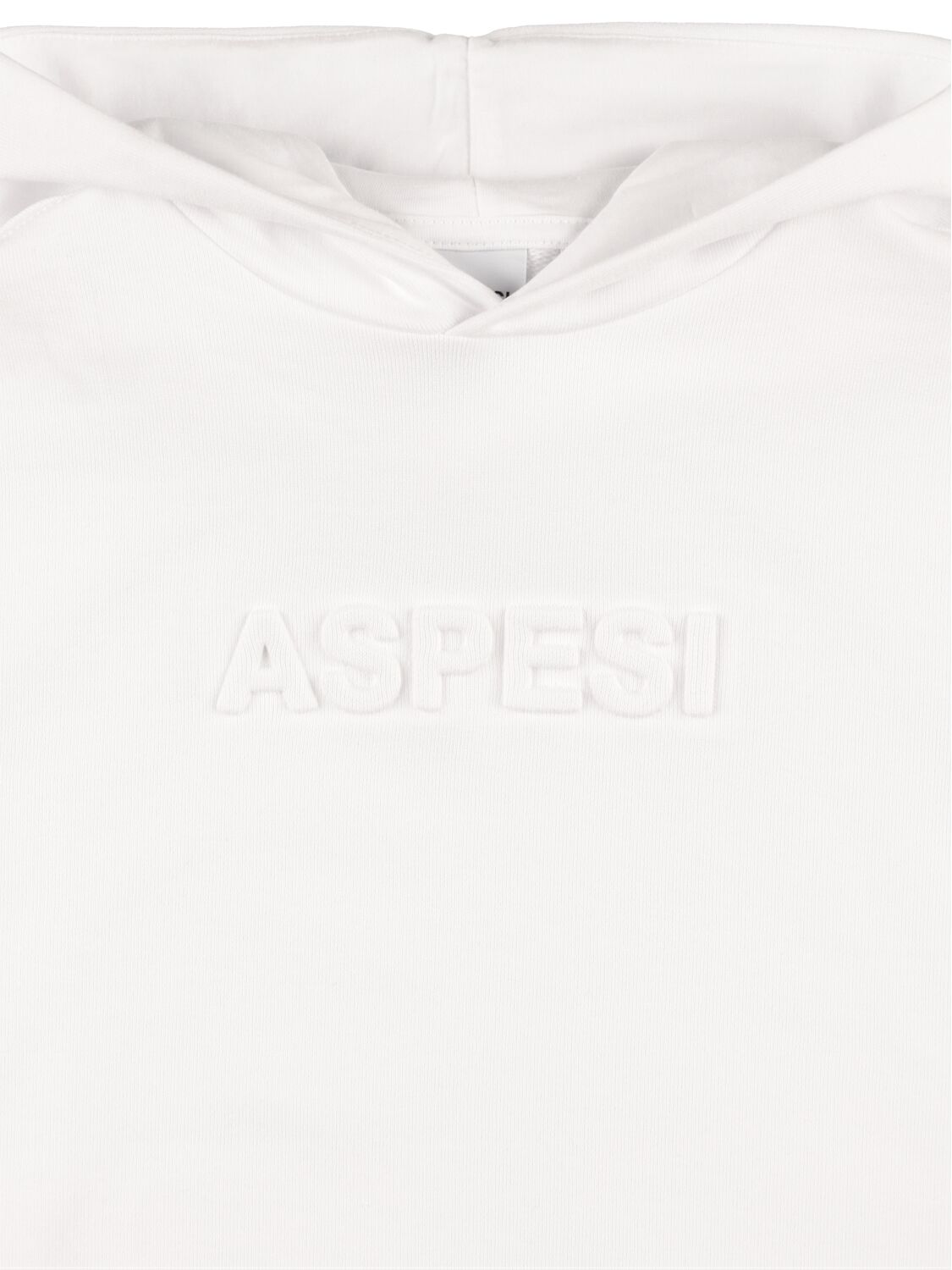 Shop Aspesi Embossed Logo Cotton Hoodie In White