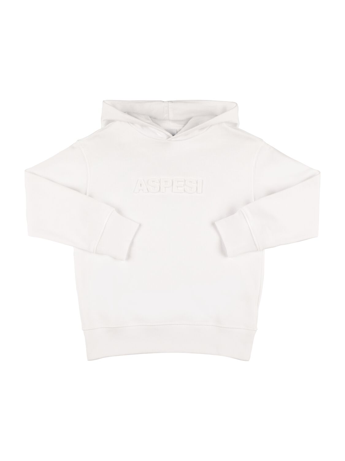 Aspesi Kids' Embossed Logo Cotton Hoodie In White