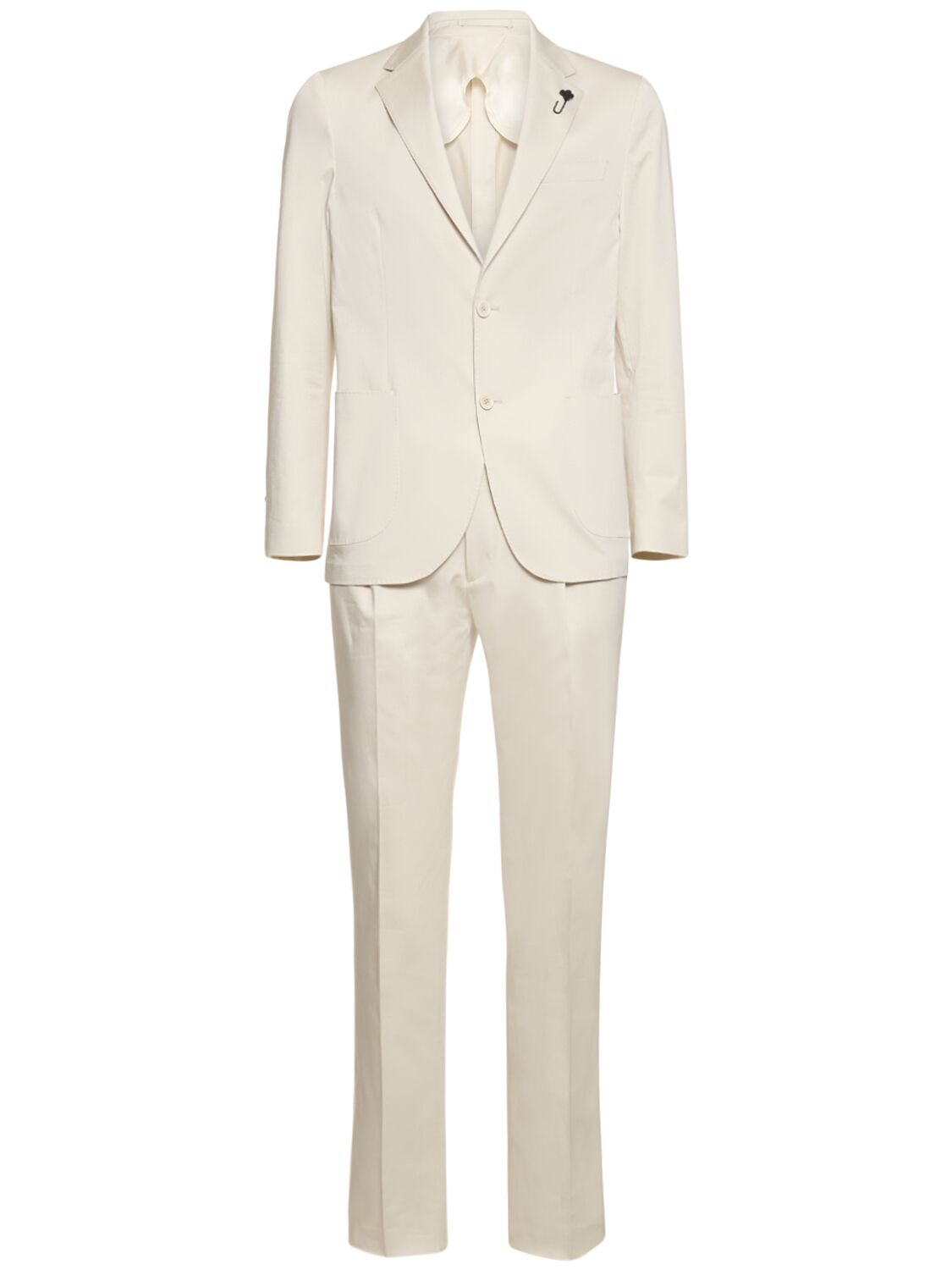 Lardini Stretch Cotton Evening Suit In Ecru