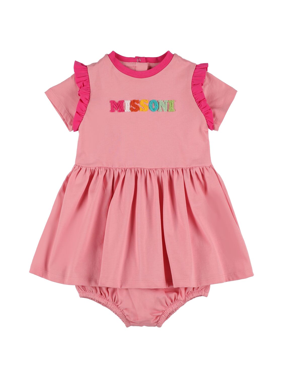 Missoni Kids' Cotton Jersey Dress & Diaper Cover In Pink