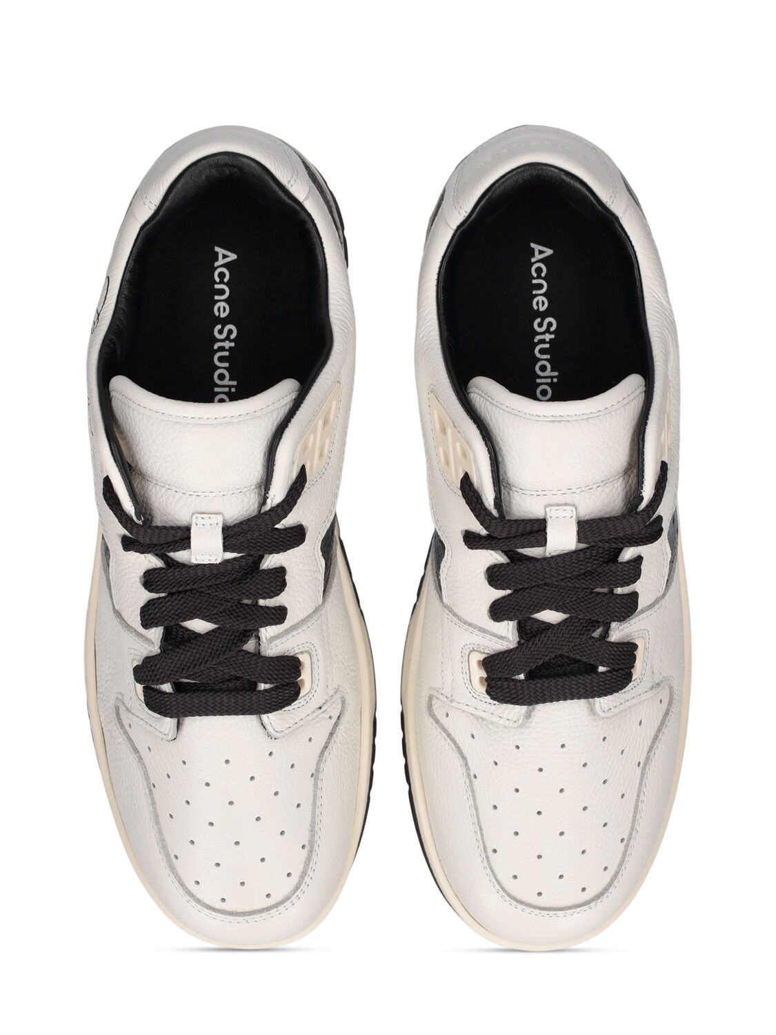 Shop Acne Studios 08sthlm Leather Low Top Sneakers In White,black