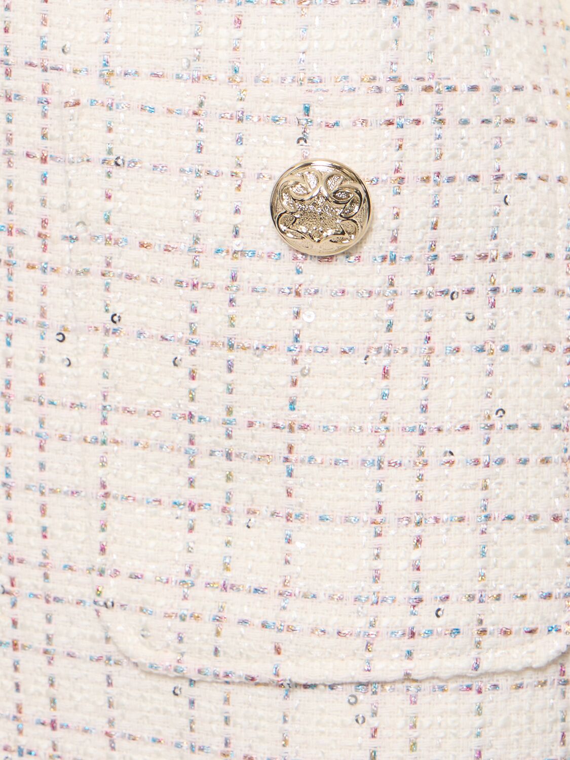 Shop Elie Saab Tweed Mini Dress W/pockets In White,multi