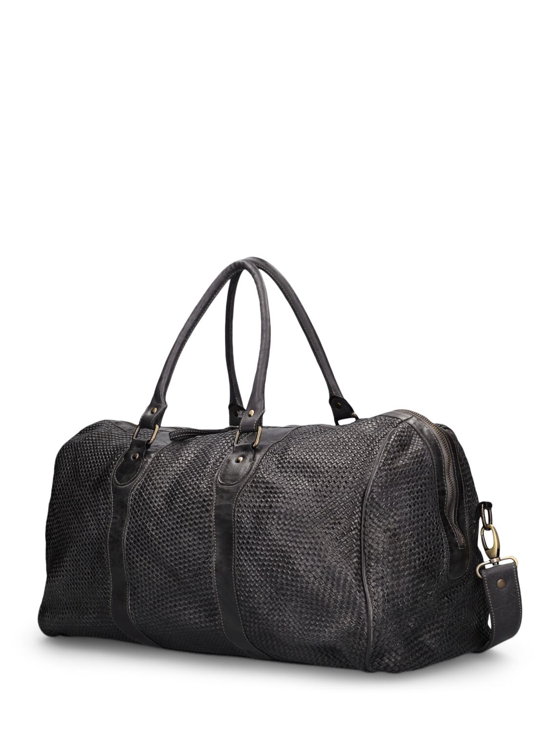 Shop Giorgio Brato Woven Leather Duffle Bag In Black