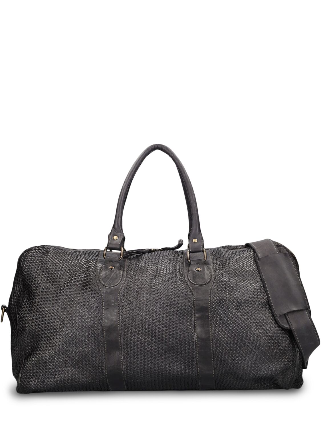 Image of Woven Leather Duffle Bag