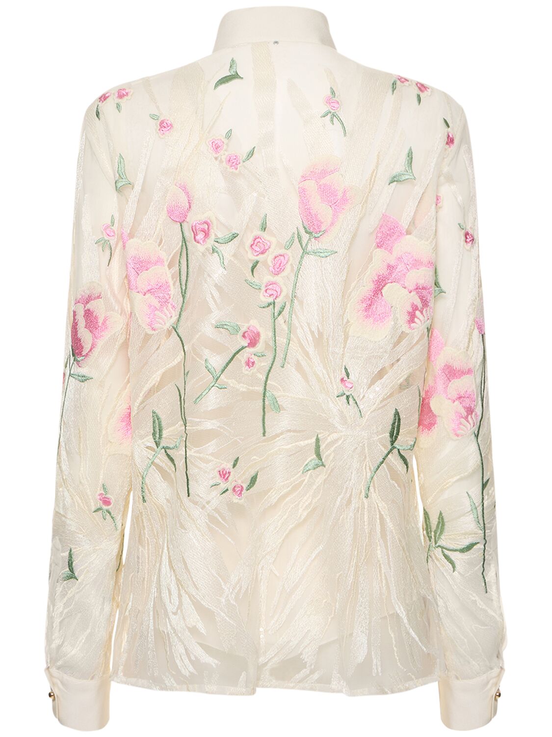 Shop Elie Saab Tulle Embroidered & Sequined Shirt In White,multi