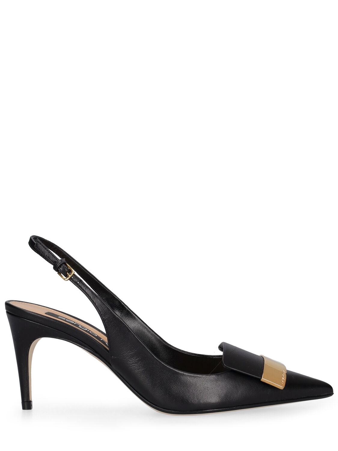 Shop Sergio Rossi 75mm Leather Slingback Pumps In Black