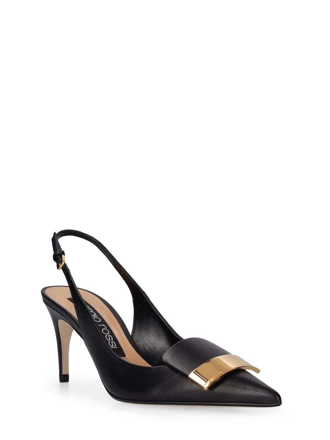 Shop Sergio Rossi 75mm Leather Slingback Pumps In Black