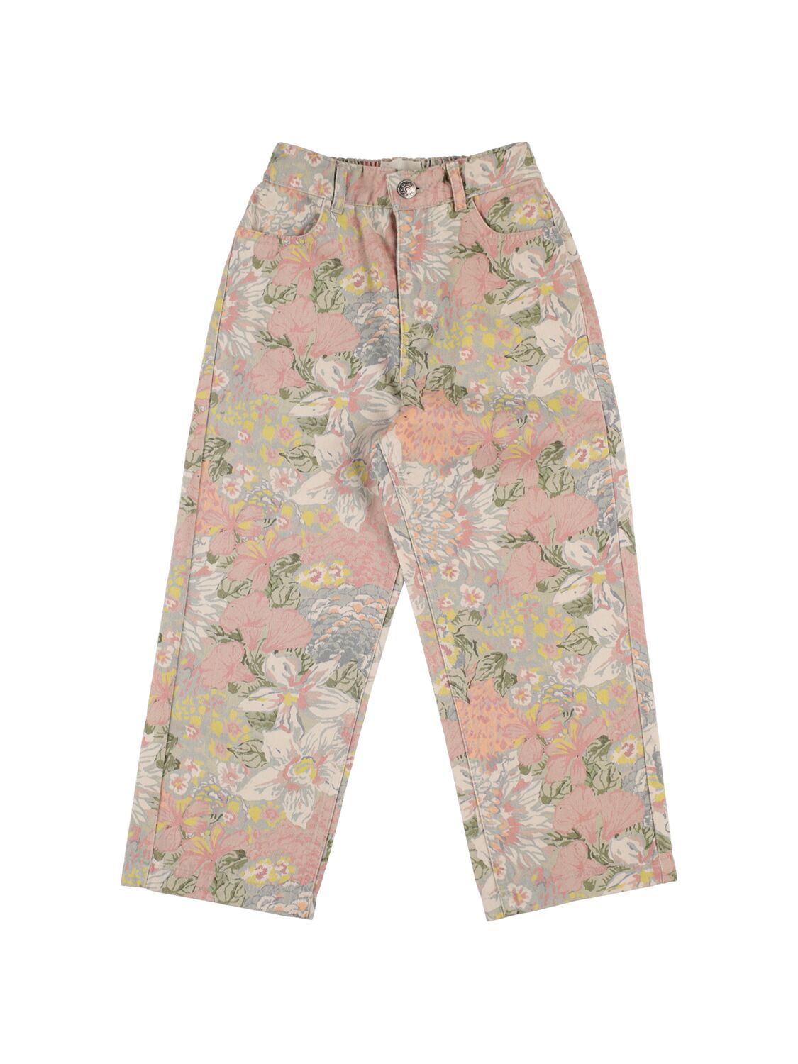 The New Society Kids' Printed Cotton Jeans In Multicolor