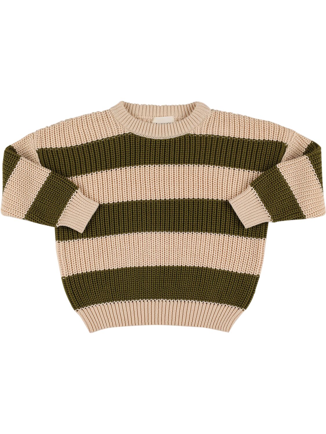 The New Society Kids' Organic Cotton Knit Sweater In Beige
