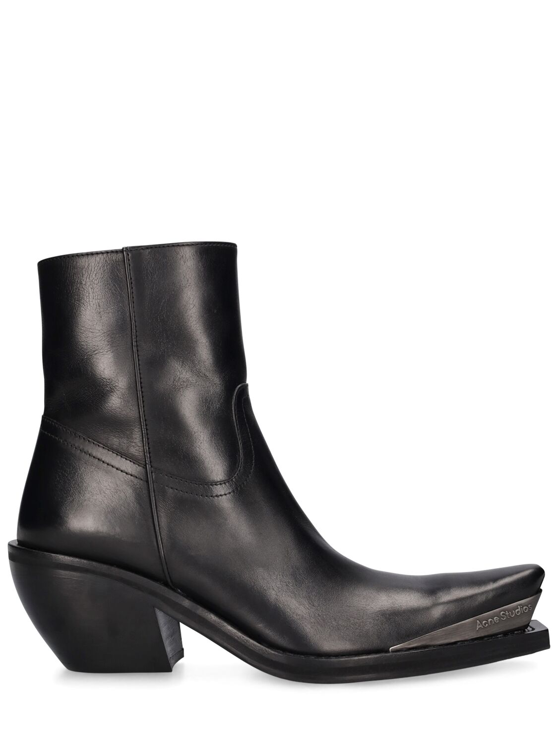 Acne Studios 70mm Leather Ankle Boots In Black