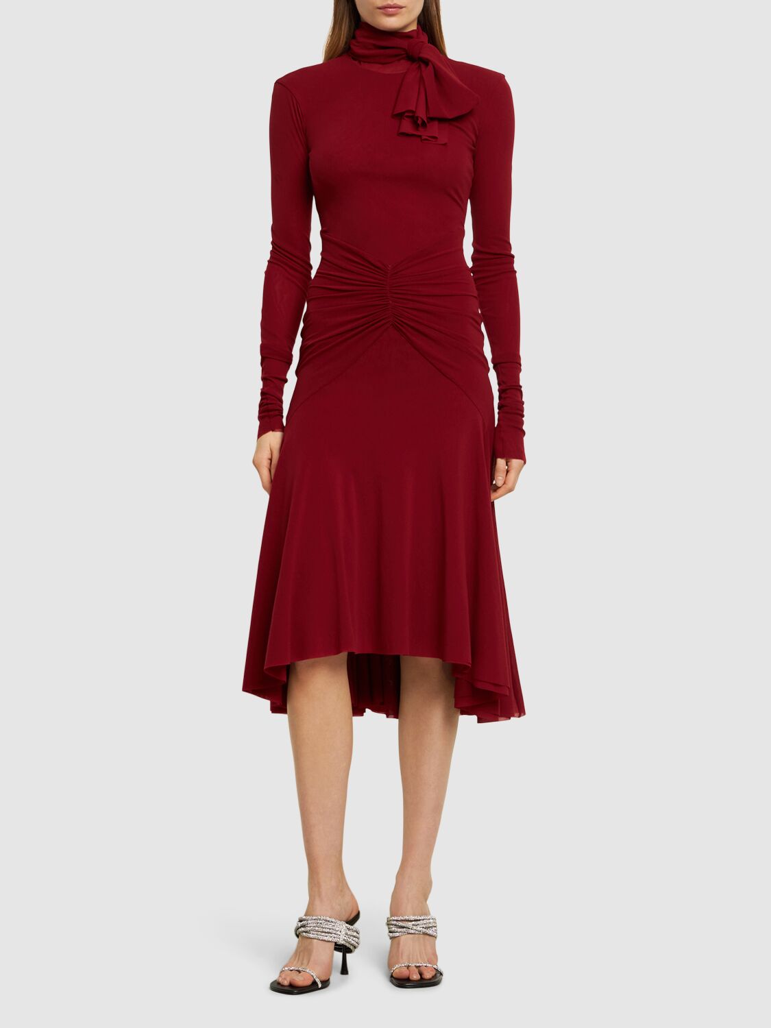 Shop Philosophy Di Lorenzo Serafini Stretch Tulle Flared Midi Dress In Red