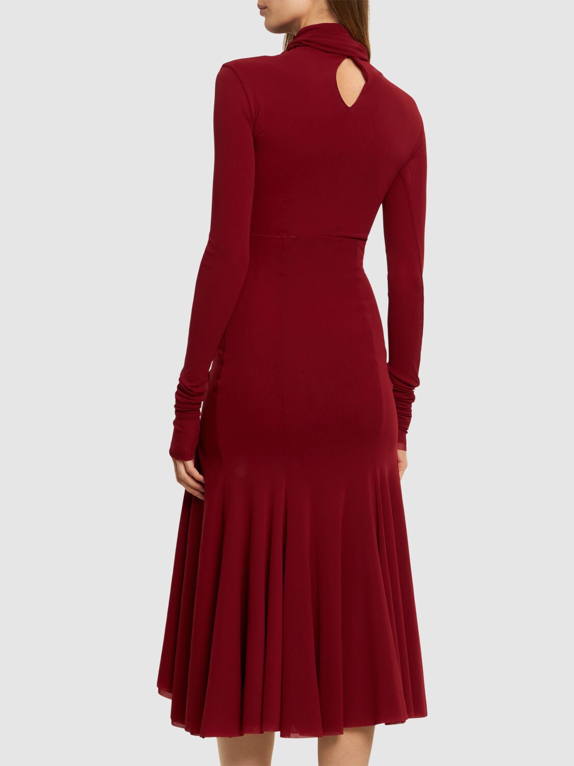 Shop Philosophy Di Lorenzo Serafini Stretch Tulle Flared Midi Dress In Red