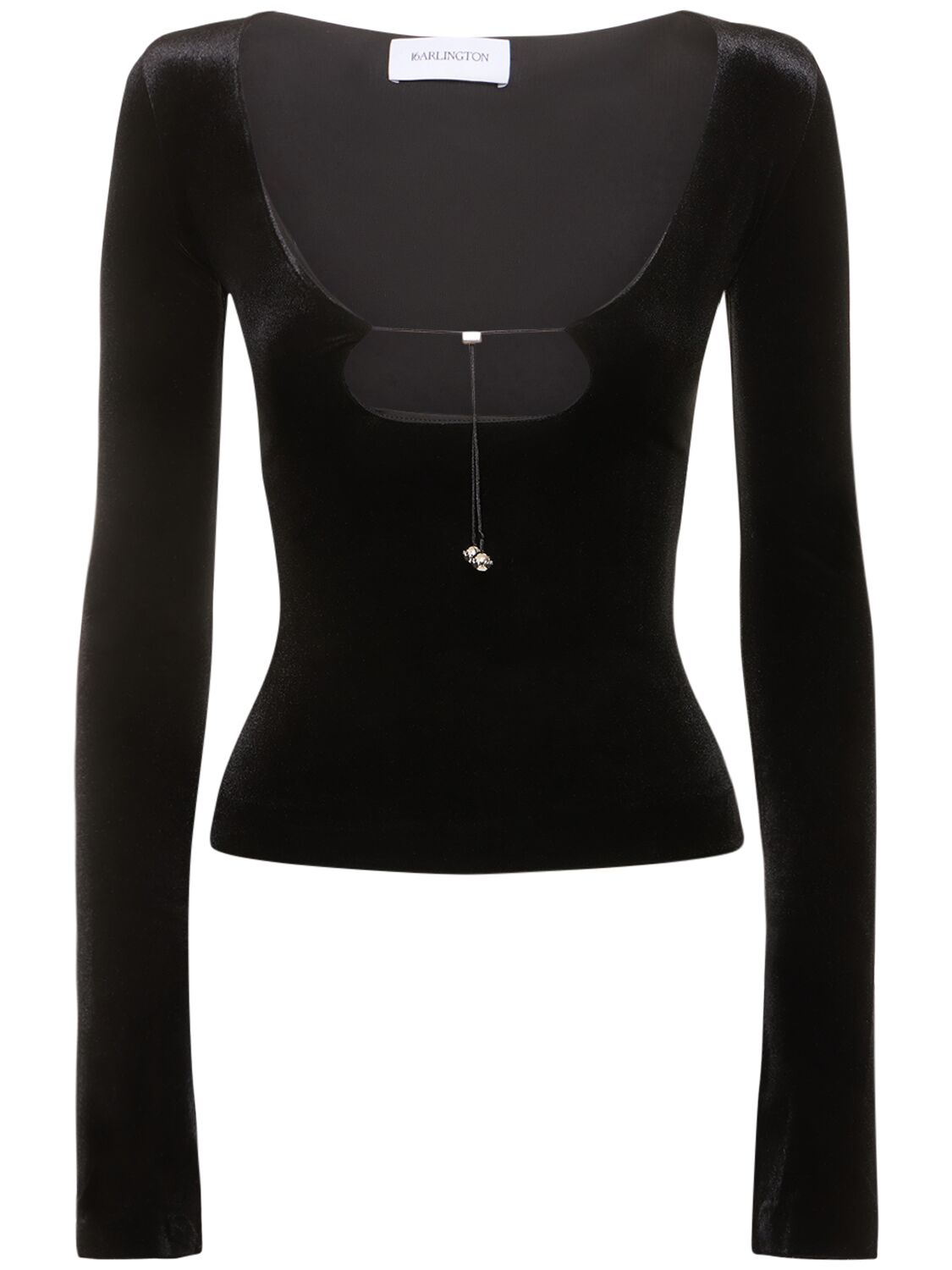Shop 16arlington Solaris Stretch Velvet Top In Black